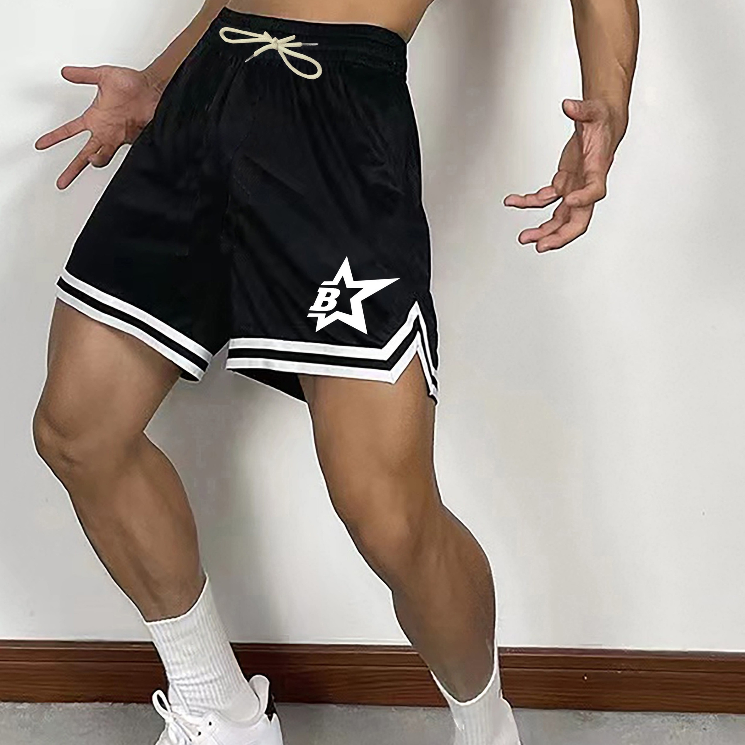 

Star Print Men's Drawstring Pants Loose Casual Waist Trousers Simple Style Comfy Shorts For Spring Summer Outdoor Fitness Holiday