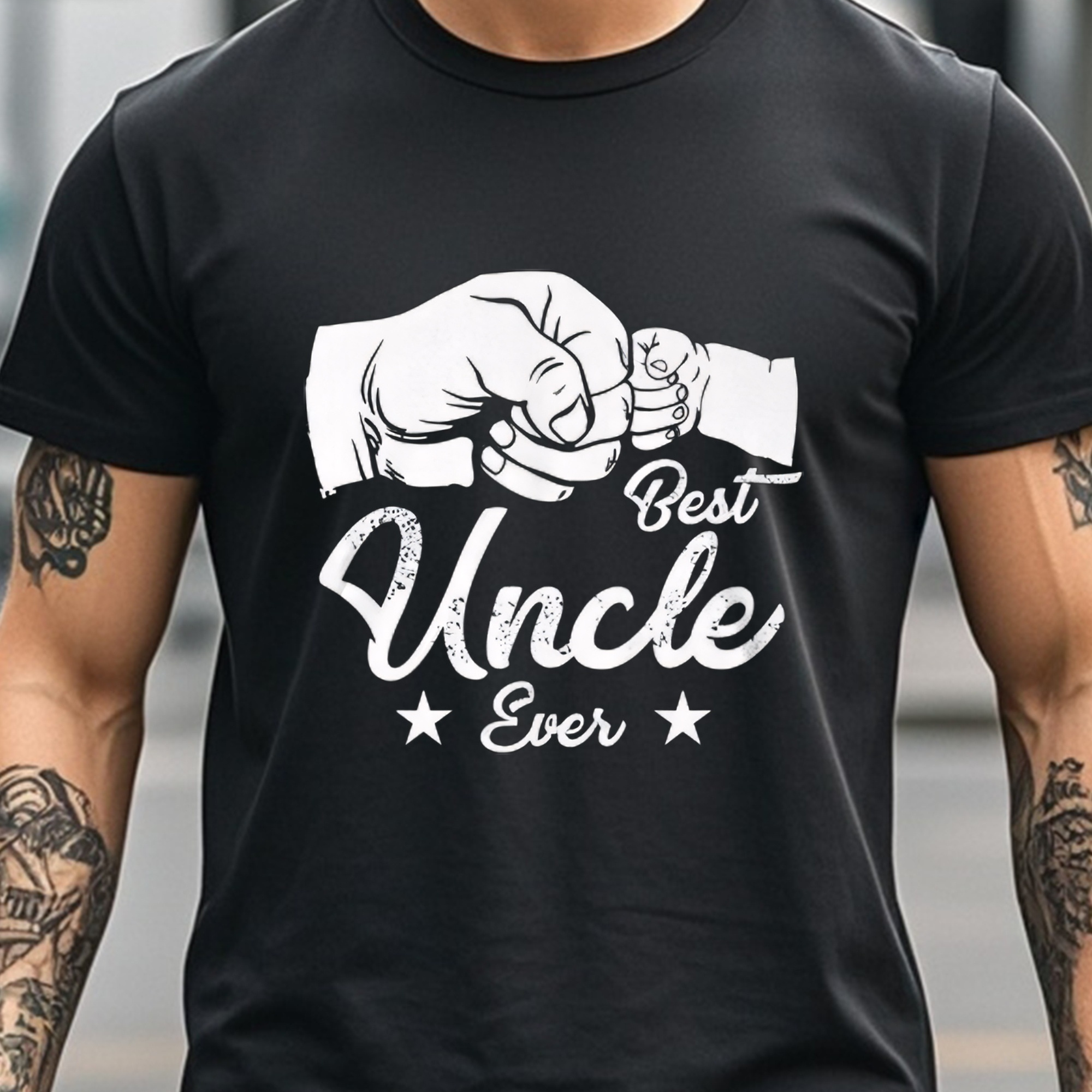 

Best Uncle Ever Crew Neck Casual T-shirt Black Cotton T-shirts For Men Men's T-shirts Funny T-shirt Soft 100% Cotton Gym-friendly Running Hiking Casual Summer Uncle Shirts