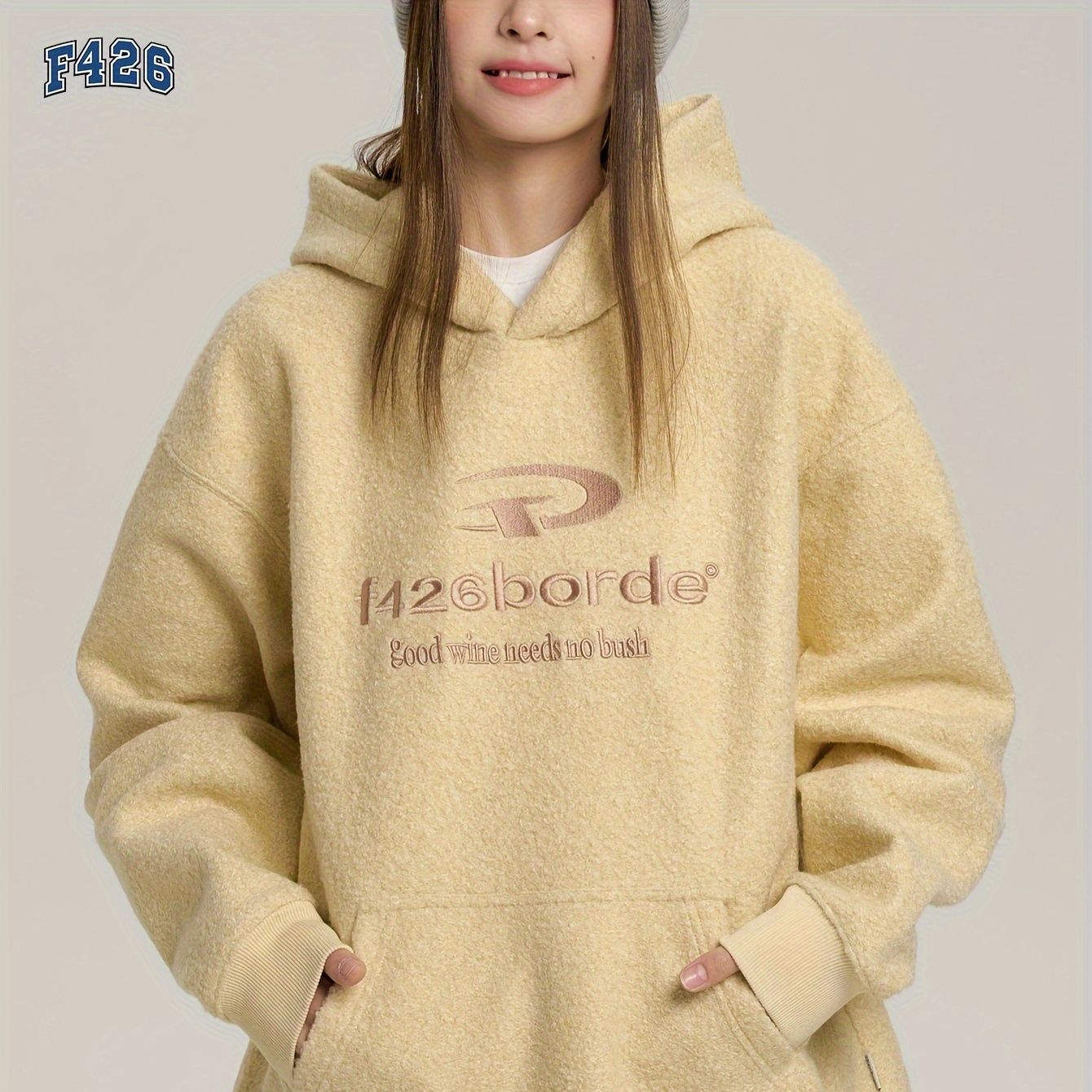 Women's Y2k Plush Pullover Sweatshirts, Letter Graphic Trendy