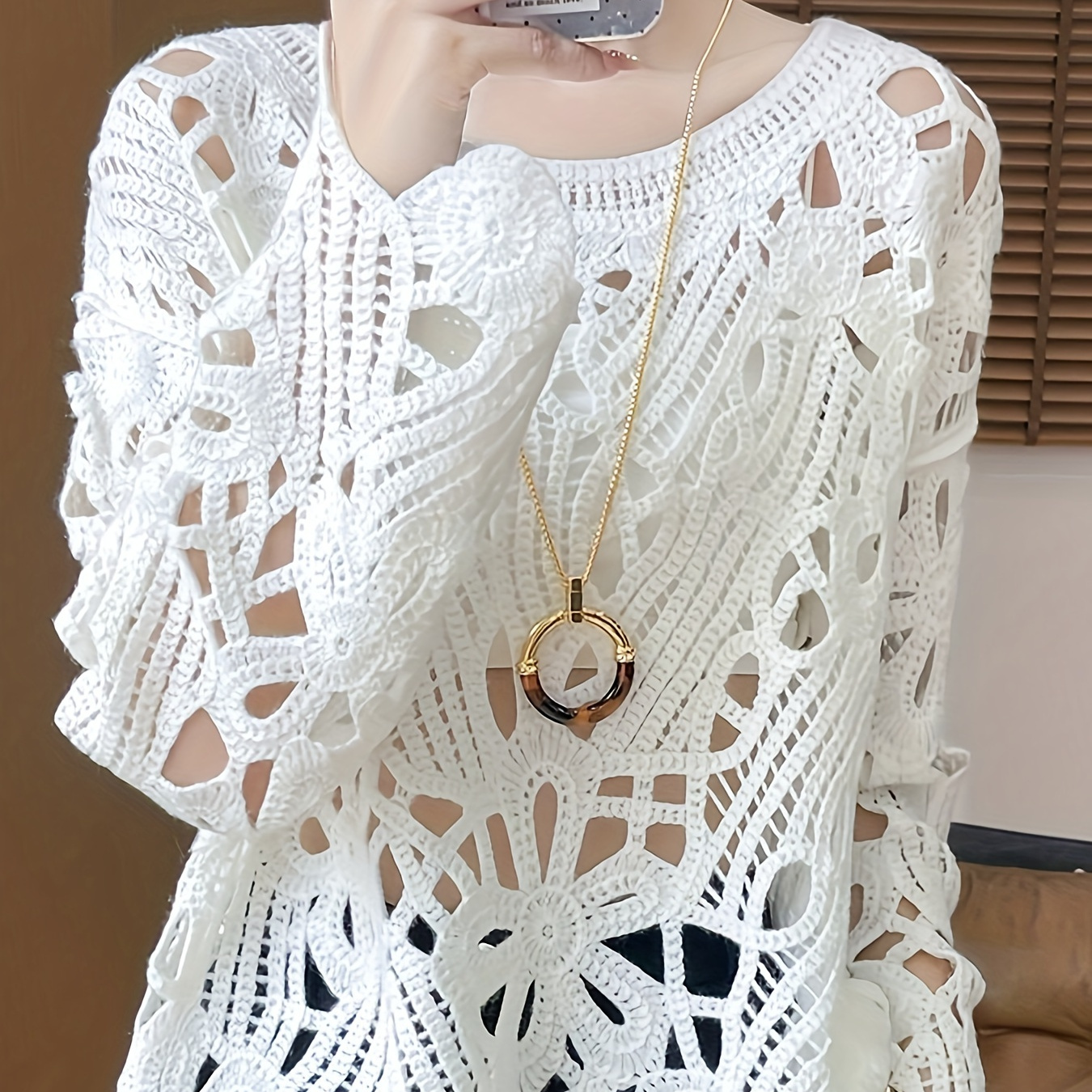 

Women' , -out Crochet Long Sleeve , , Round , Polyester, , All