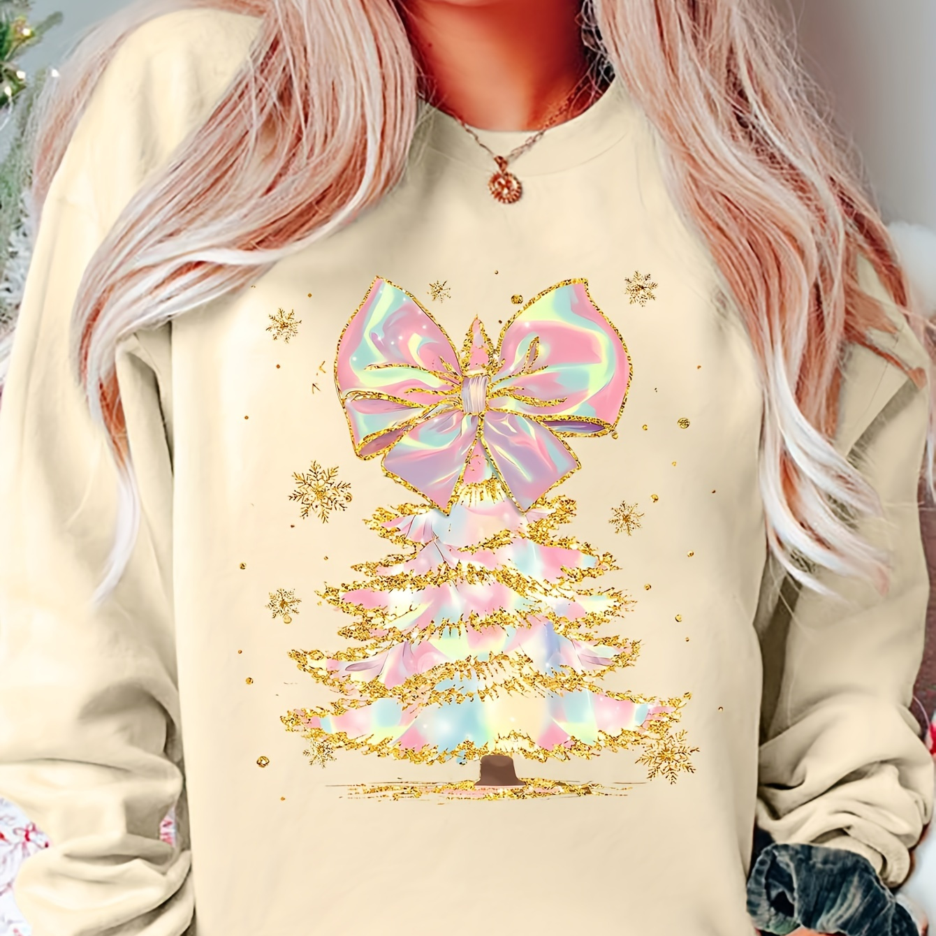 

Women's Christmas Tree Sweatshirt - , Long Sleeve For Fall & ,