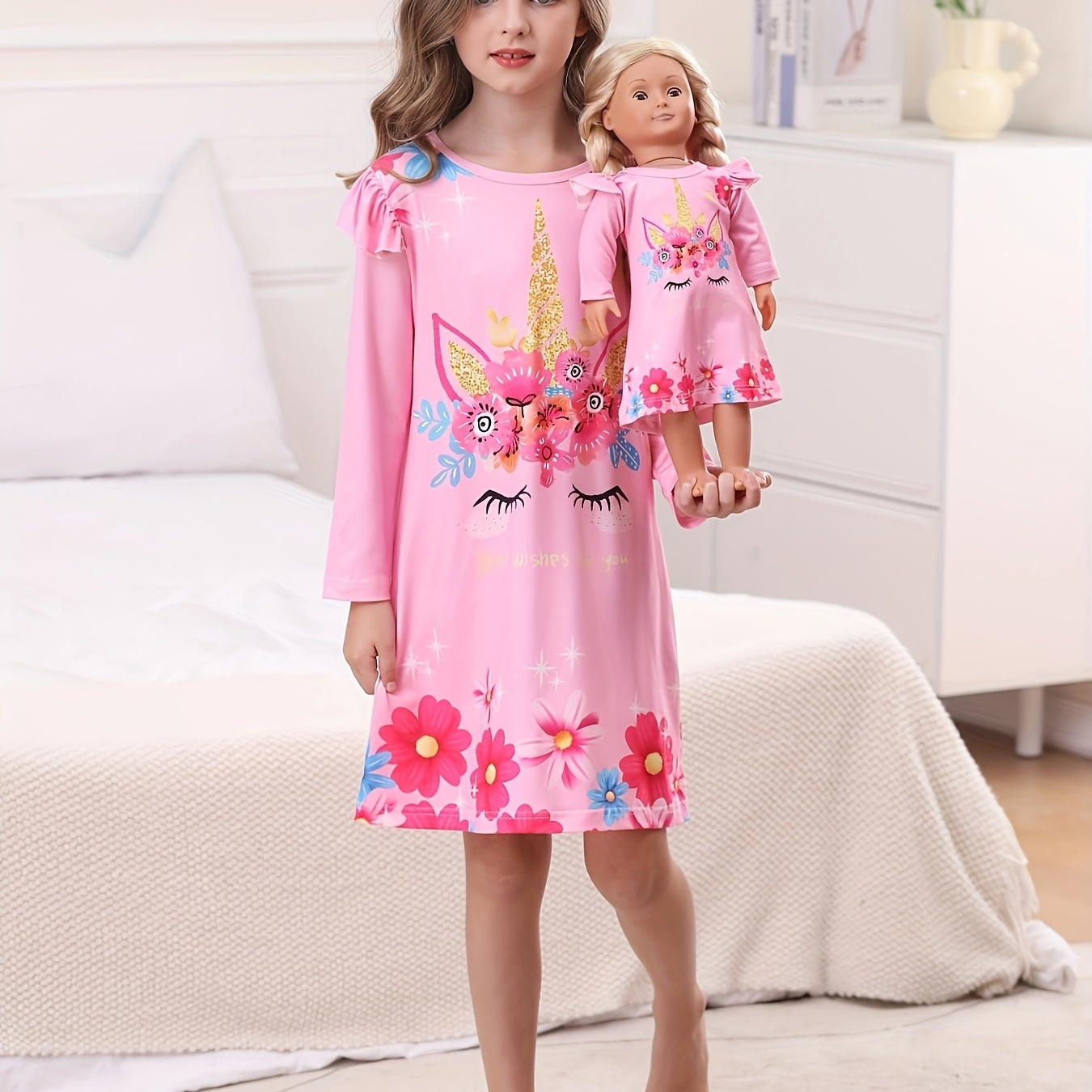 2022 Summer Young Girls Nighty Dress Sleeping Beautiful Nightgown