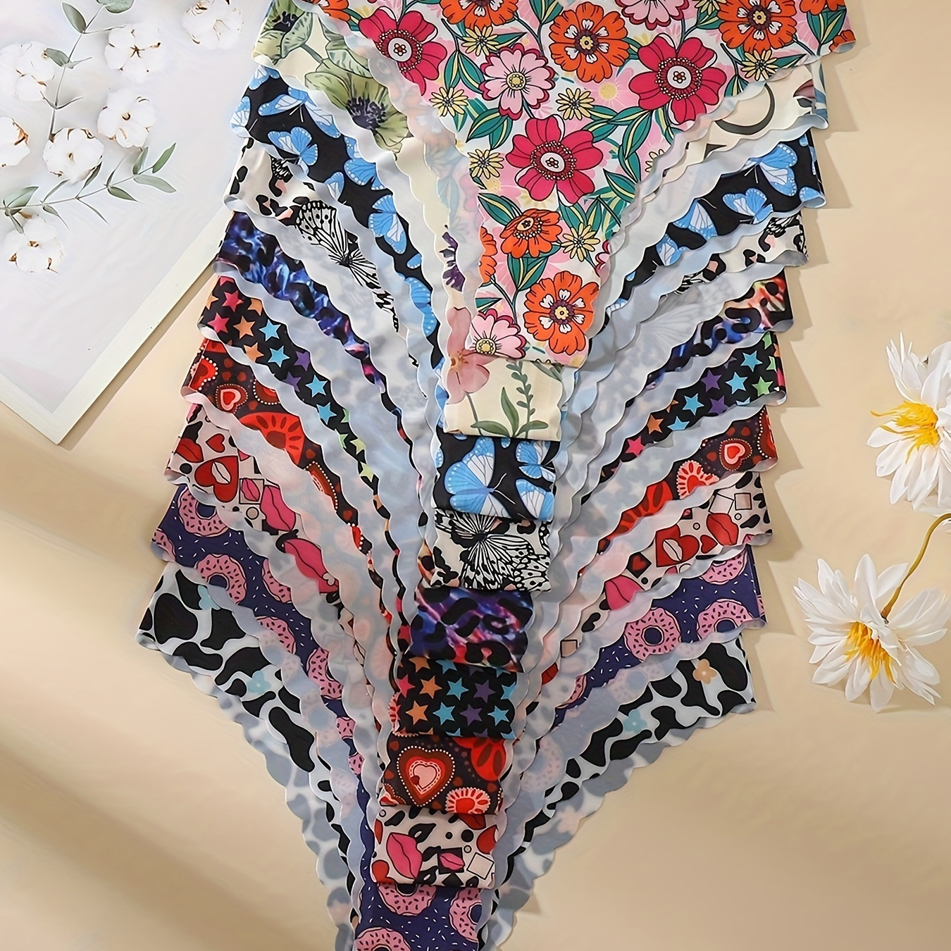 

10pcs Women' Briefs - Sexy & Comfortable With Cute Animal, Floral & Heart Prints, Trim, Mid-rise Nylon Panties