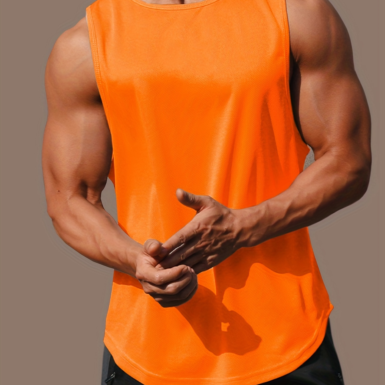 adviicd Tank Top for Men Men Tank Tops Sport Gym Athletic Workout Sleveless  Quick Dry Slim Fitted Shirt Orange,XXXL