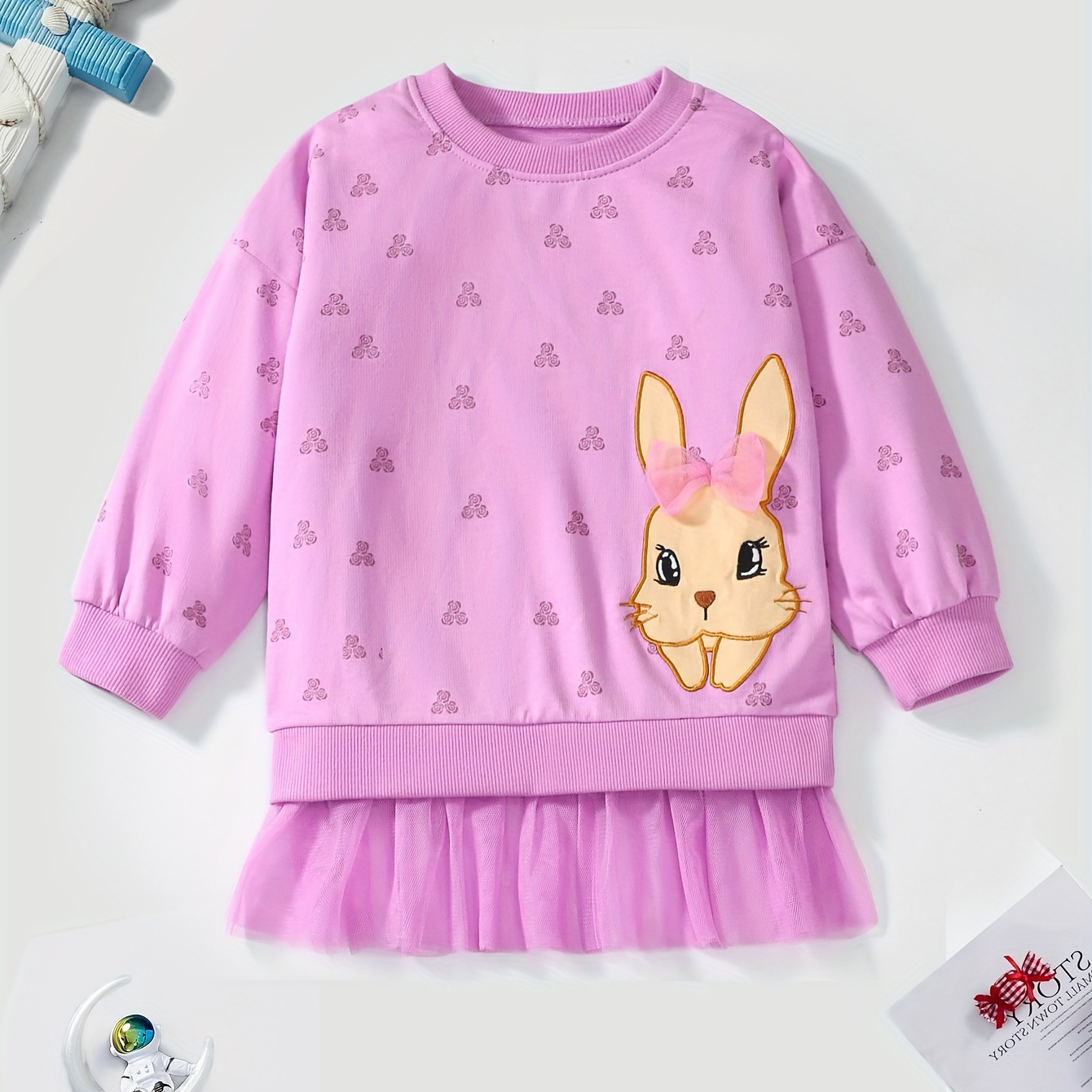 

Girls Trendy & Casual & 、 Dancing Mouse Pattern Long Sleeve Cotton Sweatshirt For Fall & Winter, Girls Clothes, As Gifts