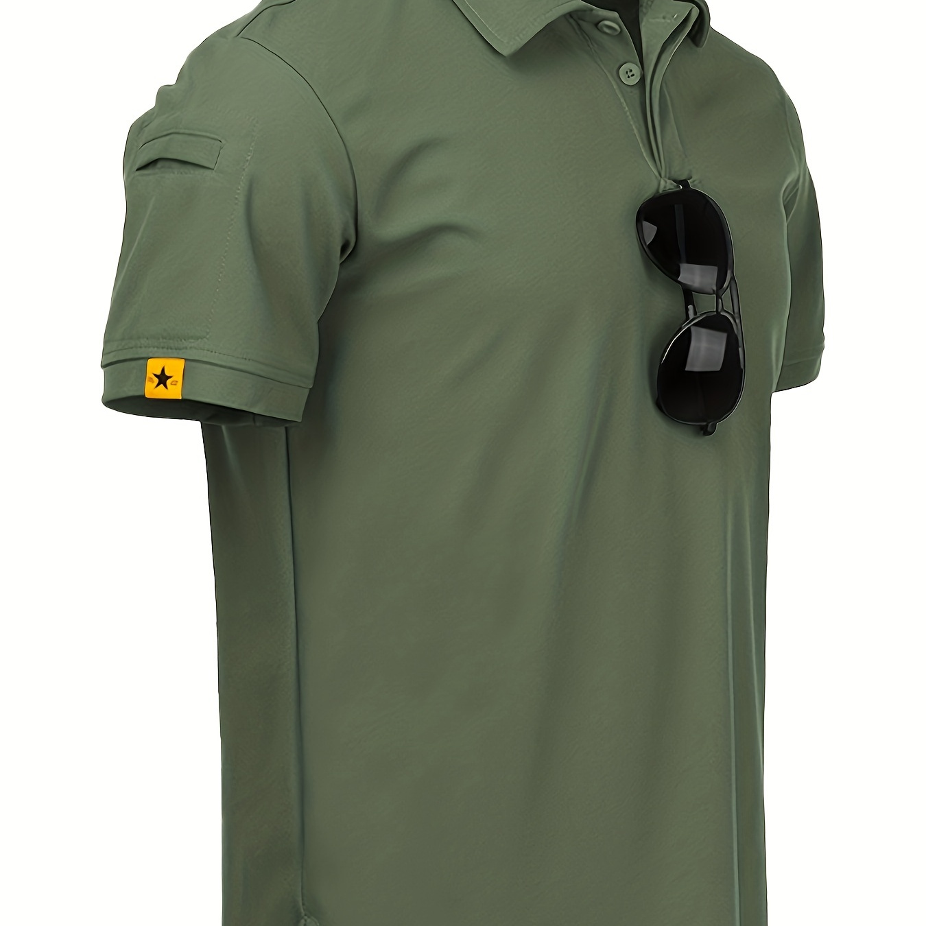 

Classic Solid Color Men's Quick-drying Lightweight Sports Short Sleeve Lapel Shirt For Summer