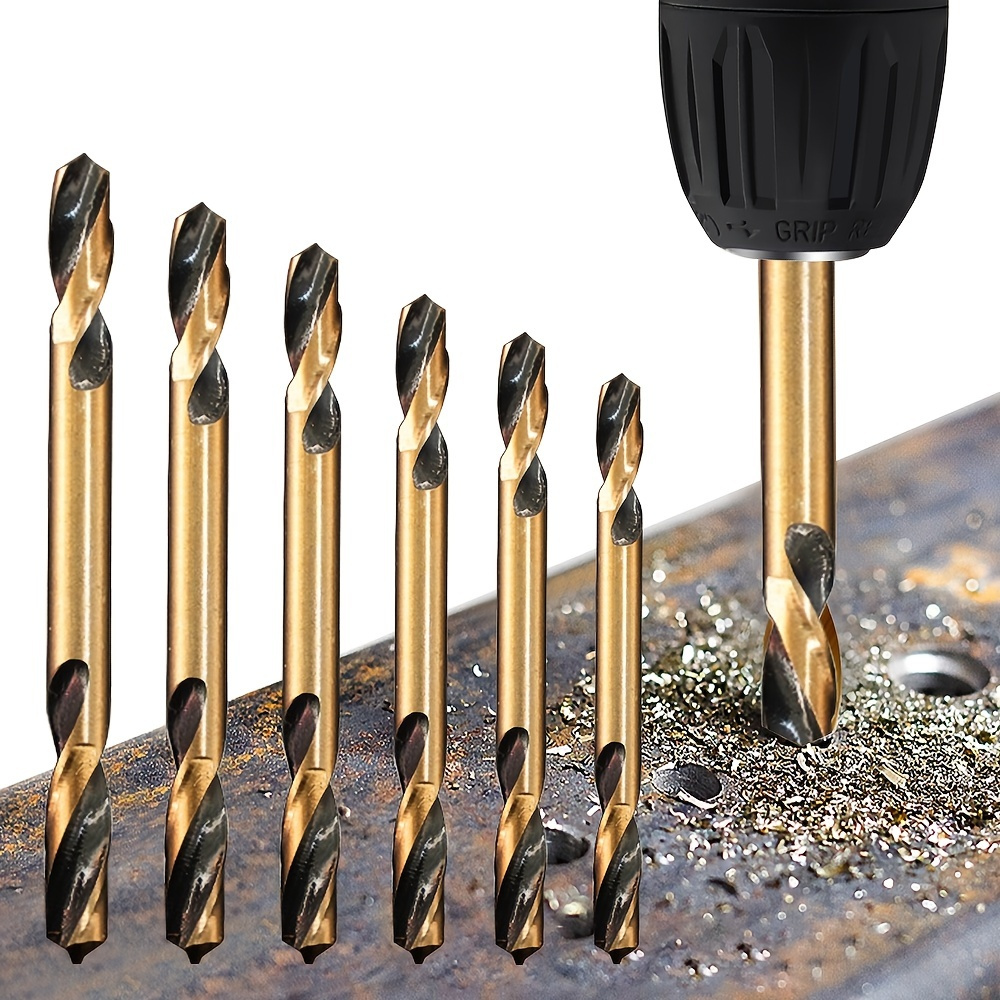 

6pcs Ultra-hard Cobalt Auger Drill Bits - Double-headed, Double-, Metal & Stainless Steel!