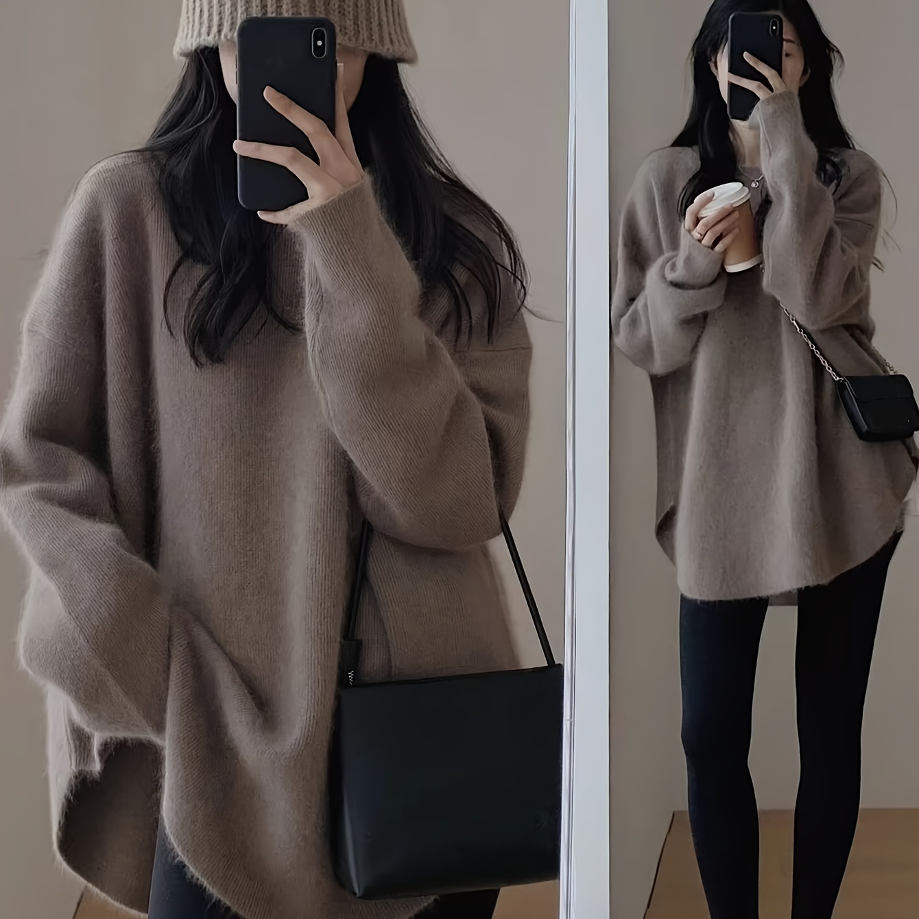 

Solid Color Crew Neck Sweater, Casual Long Sleeve Sweater For Fall & Winter, Women's Clothing