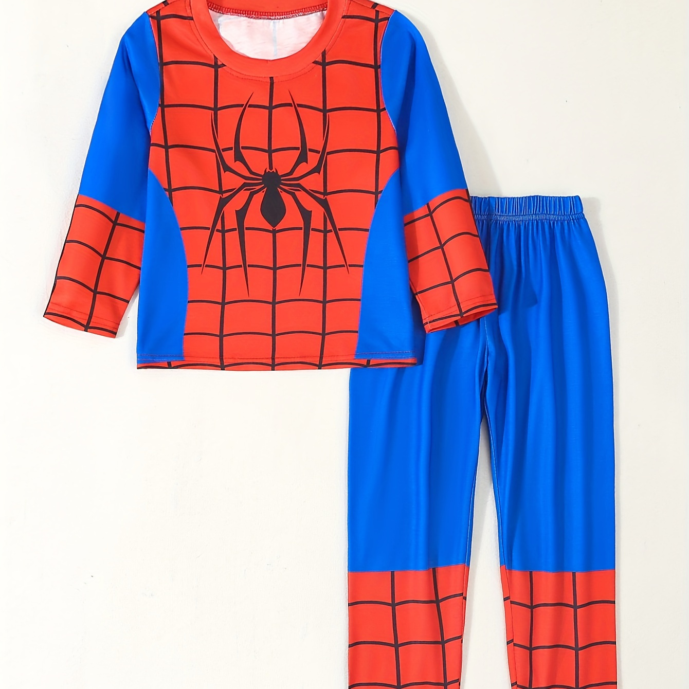 TEMU 2pcs Boy's Color Blocking Top + Pants Imitation Spider Suit Set, Birthday, Halloween And Carnival Party Playing & Performance