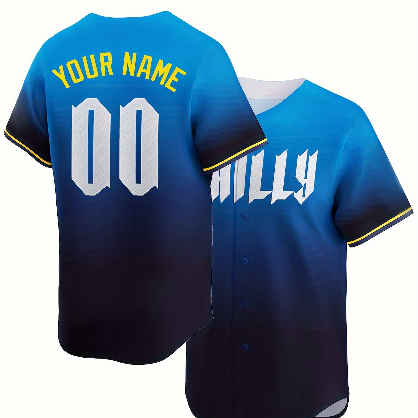 

Customized Name And Number Design, Men's Short Sleeve Breathable V-neck Baseball Jersey, Sports Shirt For Team Training