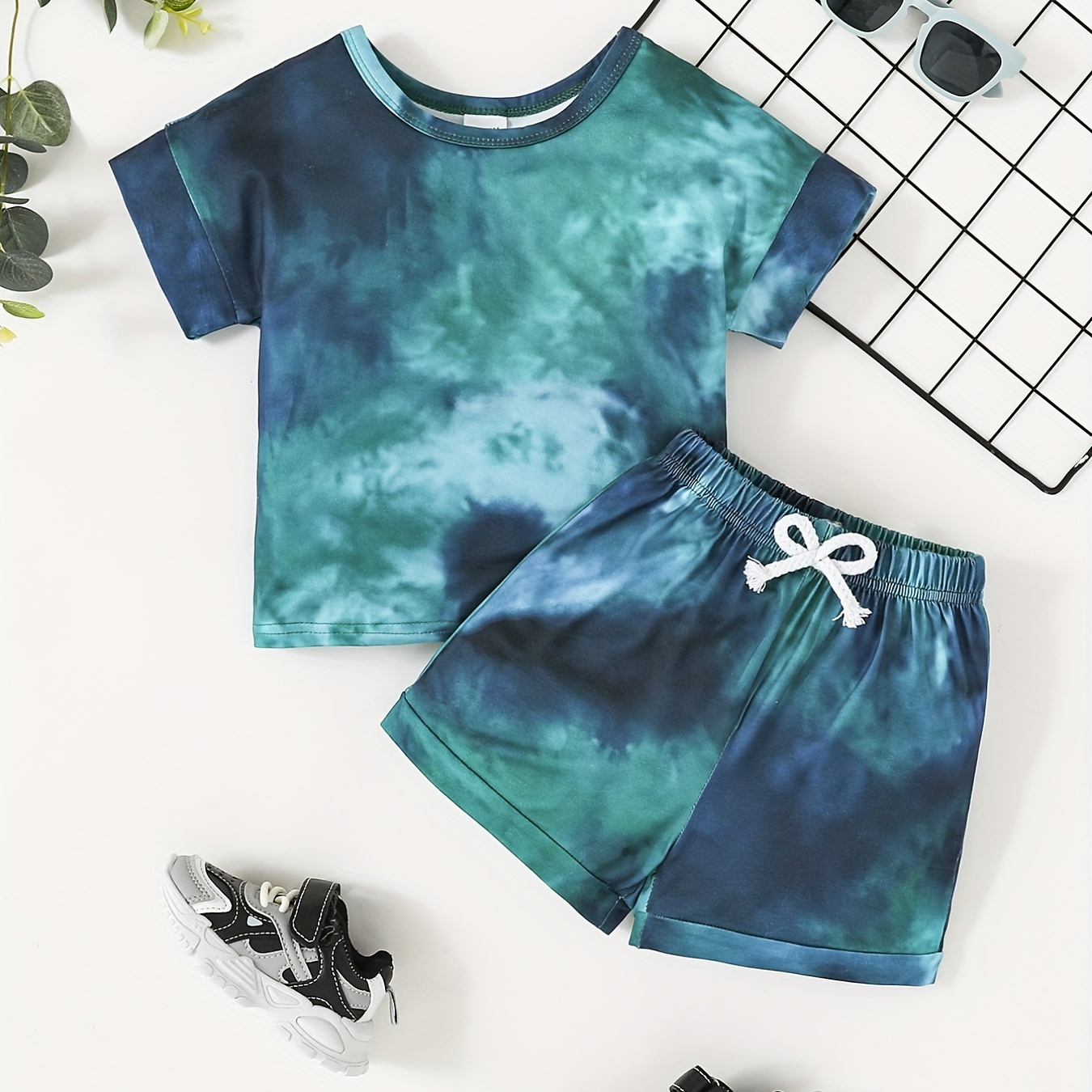 

Toddler Baby Boys Cute Casual Tie Dye T-shirt & Shorts Set For Summer Holiday