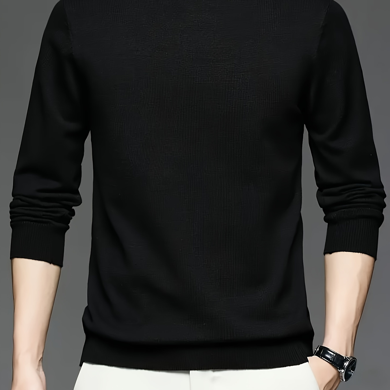 

Men' Crew Neck Pullover Sweater - Casual Knit Long Sleeve Regular Fit - Viscose Blend Fall/winter Jumper