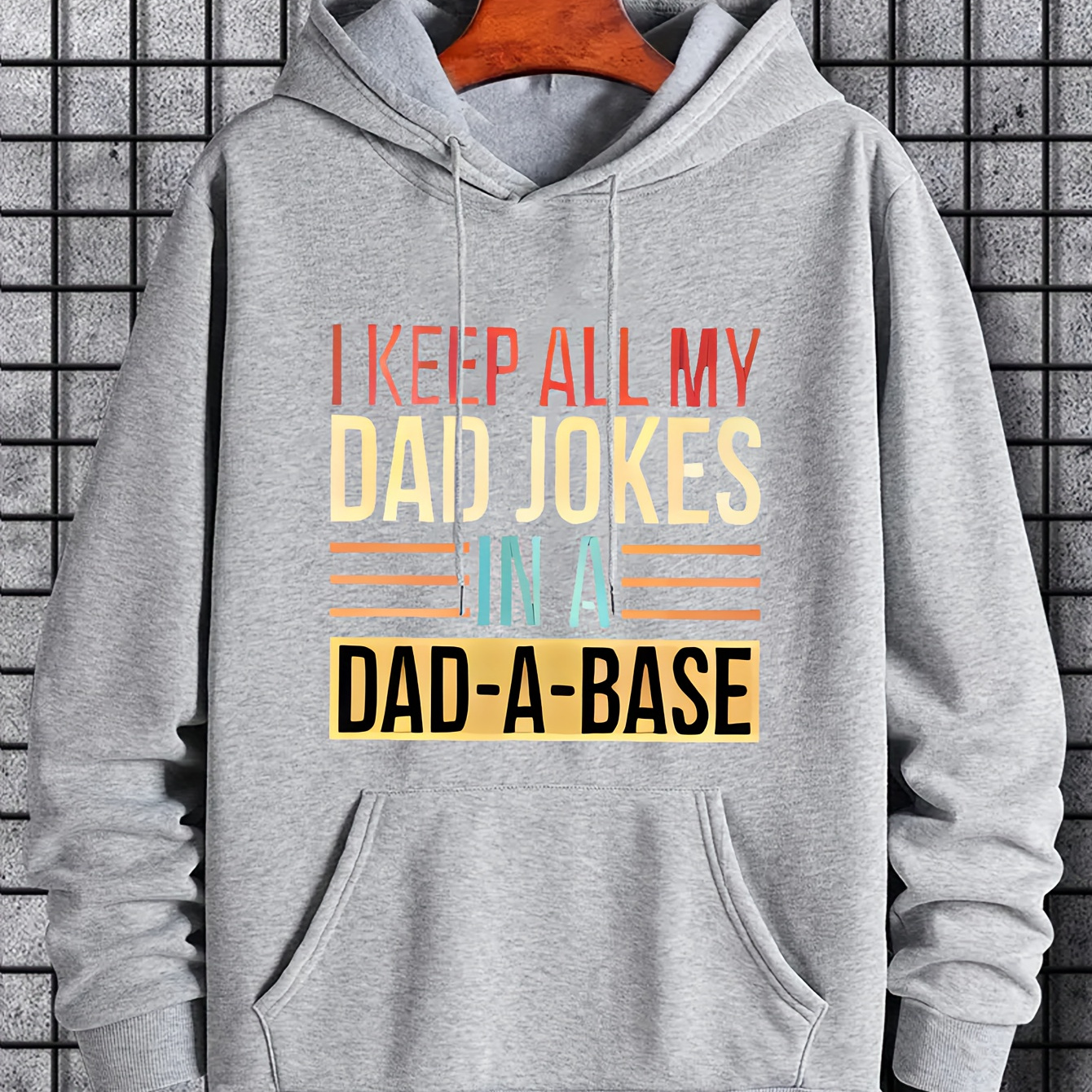 

Men's Dad Jokes Print Hoodie, Casual Slightly Stretch Drawstring Hooded Sweatshirt, Men's Clothings For Outdoor