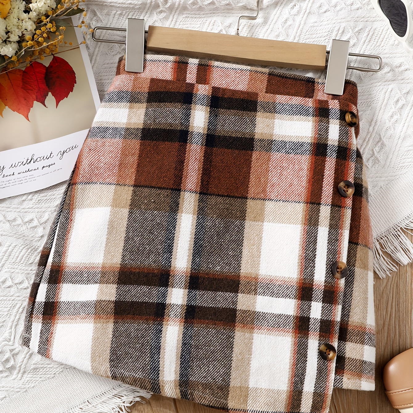 

' Plaid Skirt - Casual, Non-stretch Polyester Blend, Machine Washable - Perfect For Fall/winter