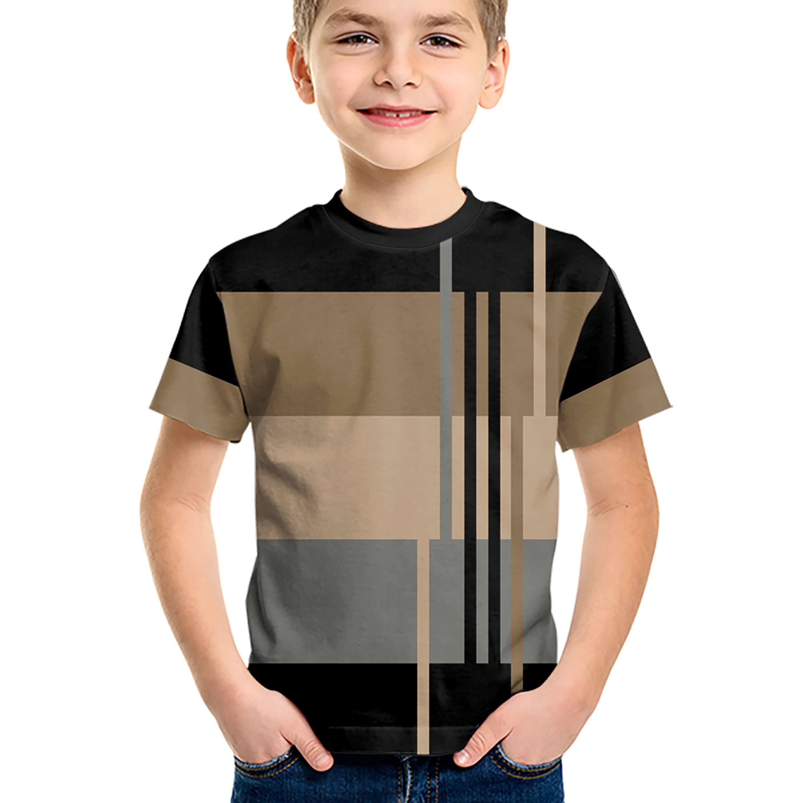 

Geometric Pattern T-shirt, For Boys, Casual Comfortable Lightweight Short Sleeve T-shirt For Summer