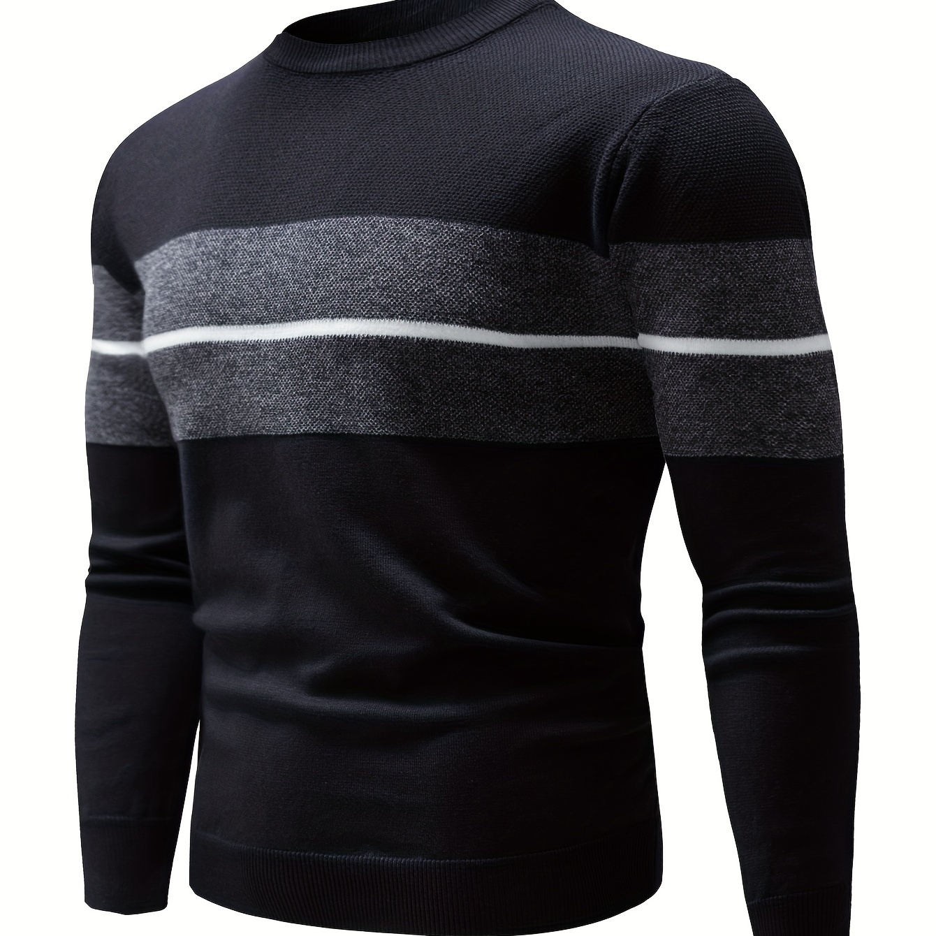 

Men's Casual Crew Neck Knit Pullover Sweater, Fall/winter Regular Fit Sweater