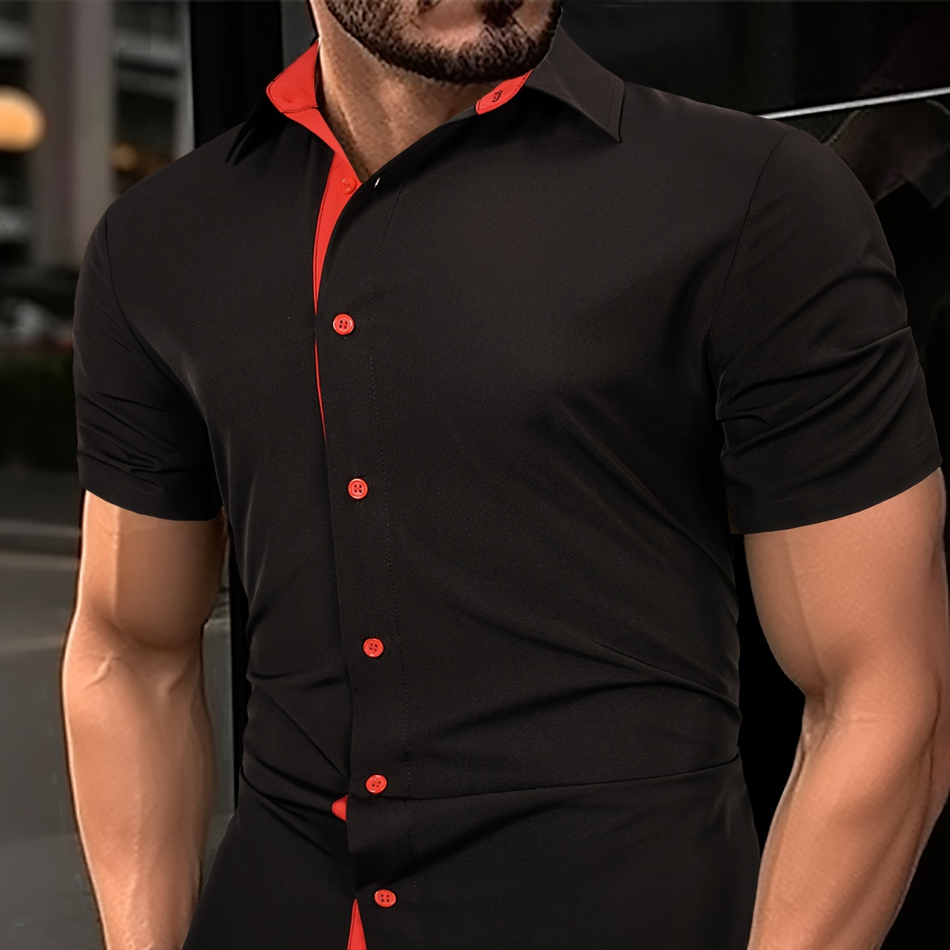 

Men's Summer Fashionable And Simple Short Sleeve Button Casual Lapel Shirt, Trendy And , Suitable For Dates, Beach Holiday, As Gifts