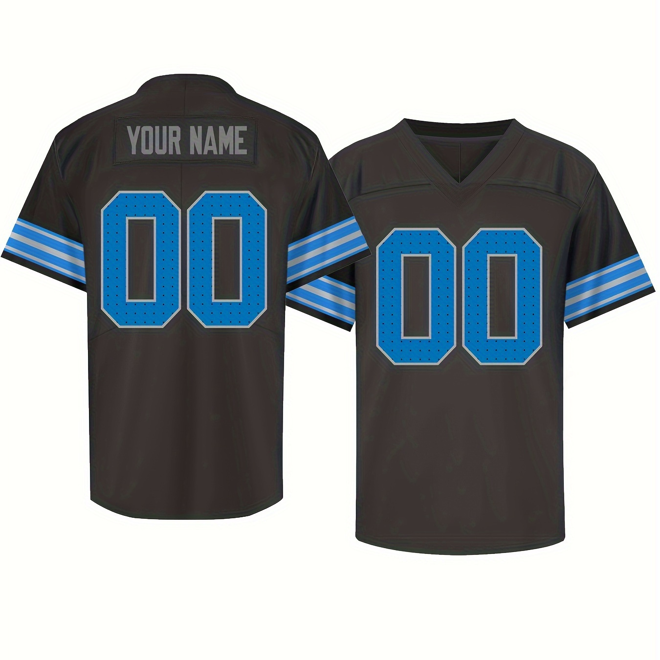 

Customized Name And Number Design, Men's Short Sleeve Loose V-neck Embroidery Personalized American Football Jersey, Outdoor Rugby Jersey For Team Training