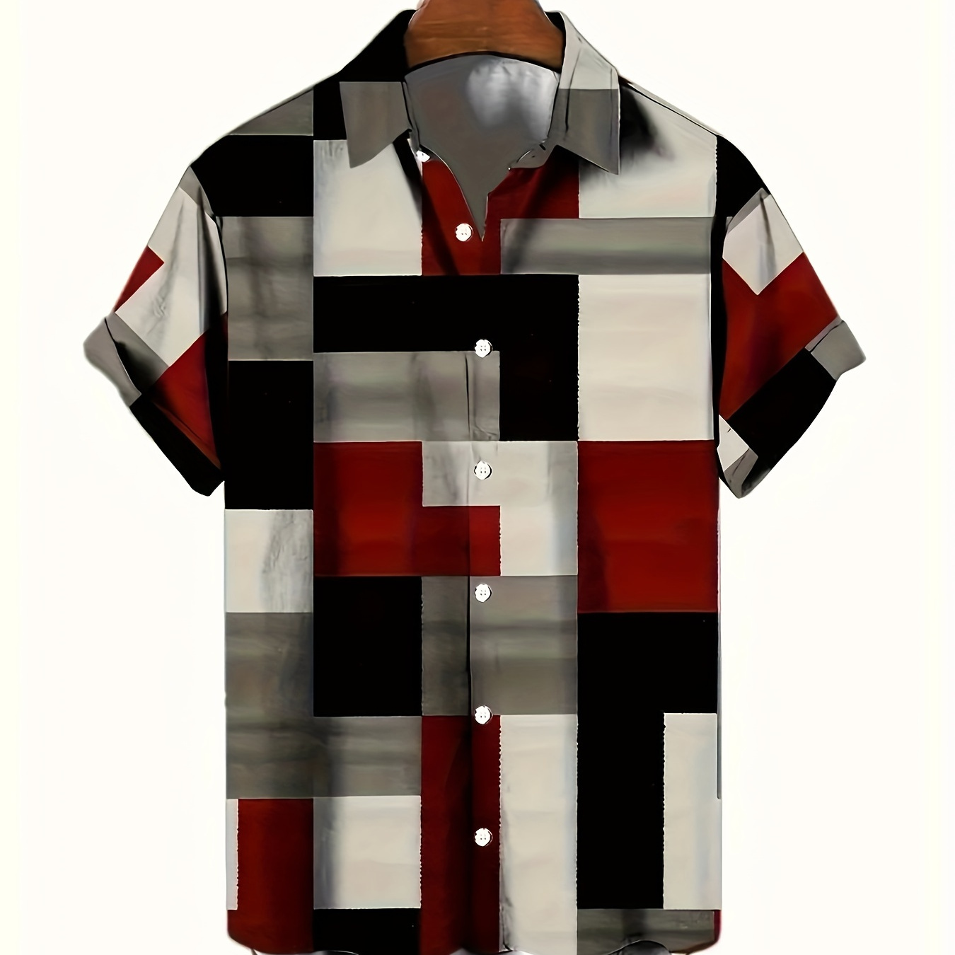 

Men's Multi- Print Short Sleeve Shirt For Summer, Casual Comfy Shirt As Gift