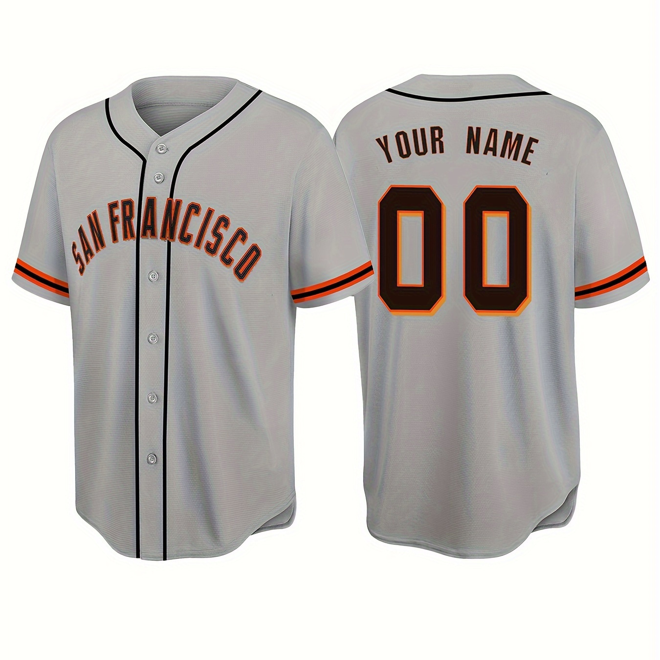 

Customized Name And Number Embroidery, Men's V-neck Baseball Jersey, Comfy Top For Training And Competition