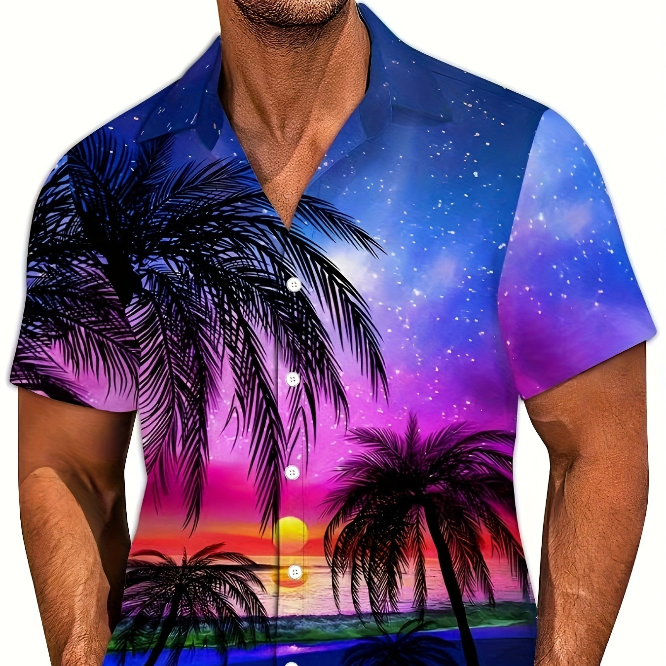 

Men's Digital 3d Printed Fashionable Short Sleeved Shirt With Hawaiian Style Plant Print Pattern For Casual Shirt Vacation Beach Shirt