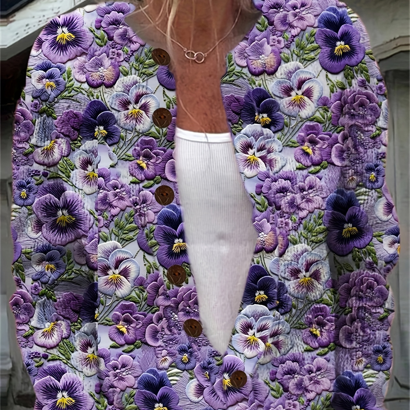 

3d Printed Floral Print Cardigan In