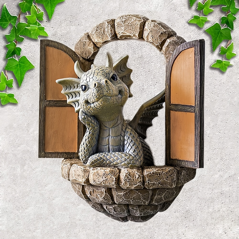 

Beautiful Resin Garden Dragon Wall Decoration - Perfect For Patio, Yard, Or Window Meditation