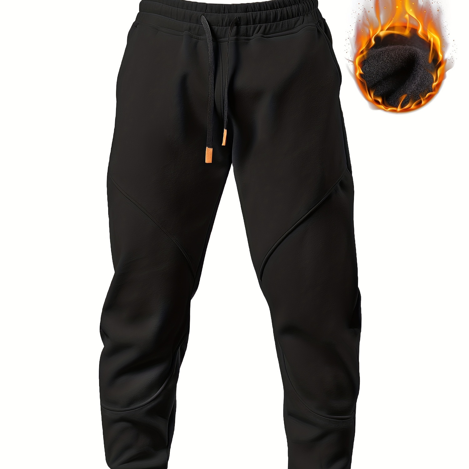 

Men' Color Drawstring Warm Fleece Sweatpants, Loose Casual Comfy Jogger Pants For Autumn Winter