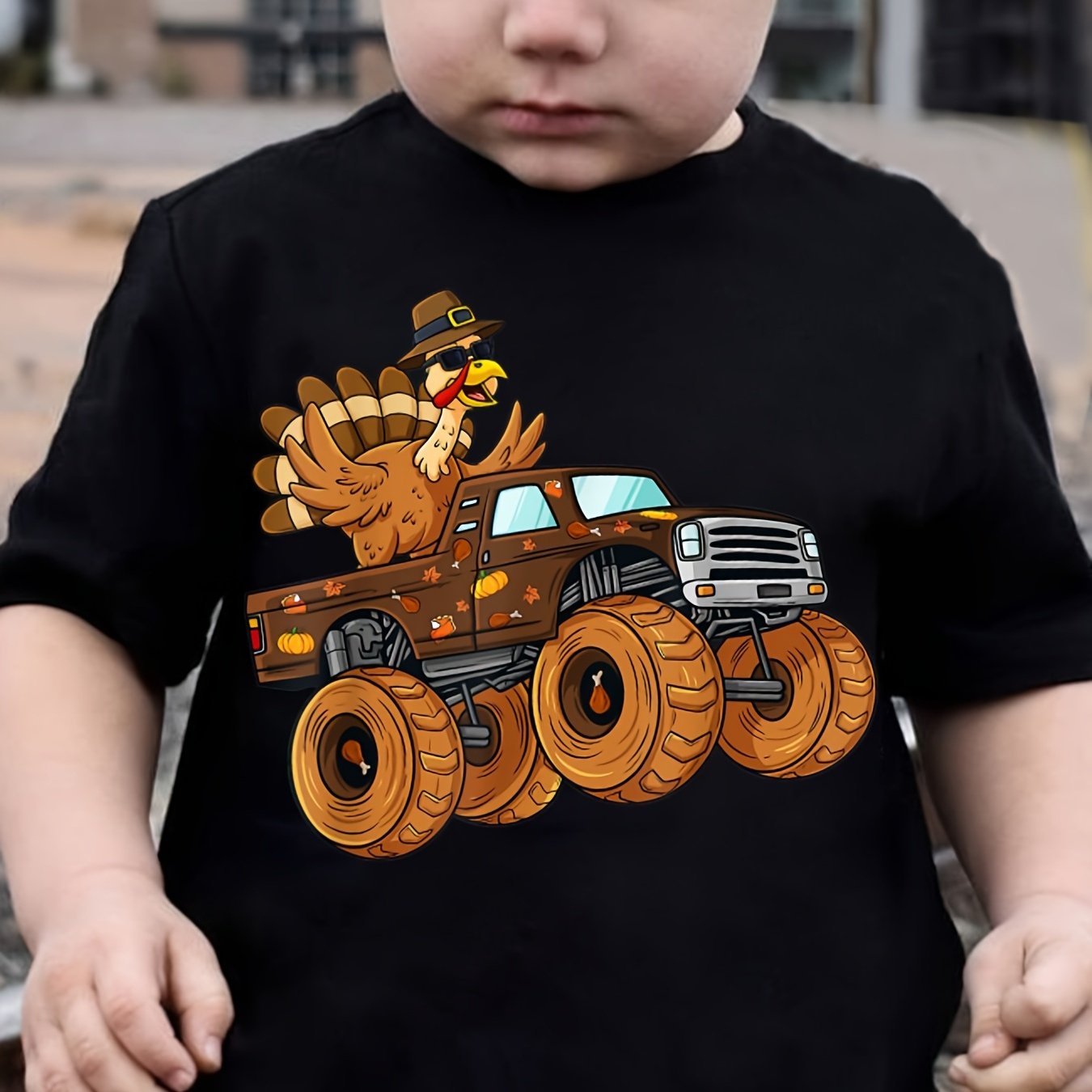 

Thanksgiving Turkey Driving Print Short Sleeve T-shirts For Boys - Cool, Lightweight And Comfy Summer Clothes!