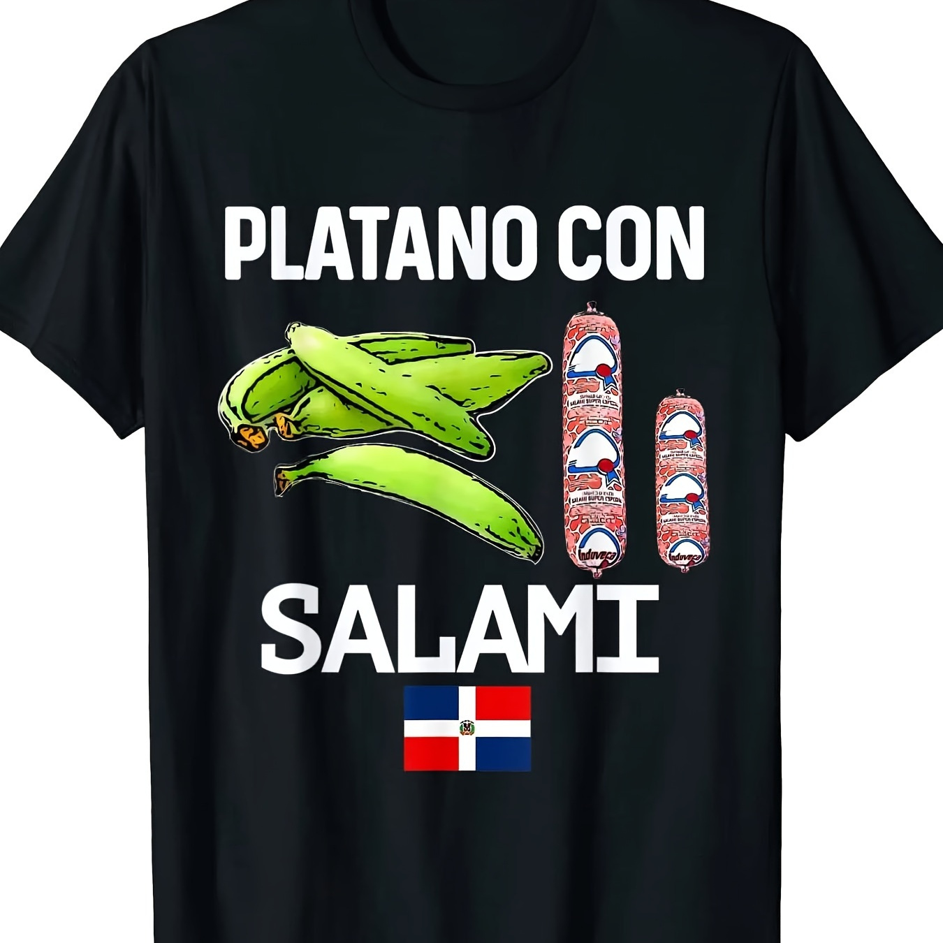 

New Dominican Flag & Food-inspired Graphic T-shirt - 100% Cotton, Casual Crew Neck, Short Sleeve, S-3xl, Machine Washable - Casual Attire