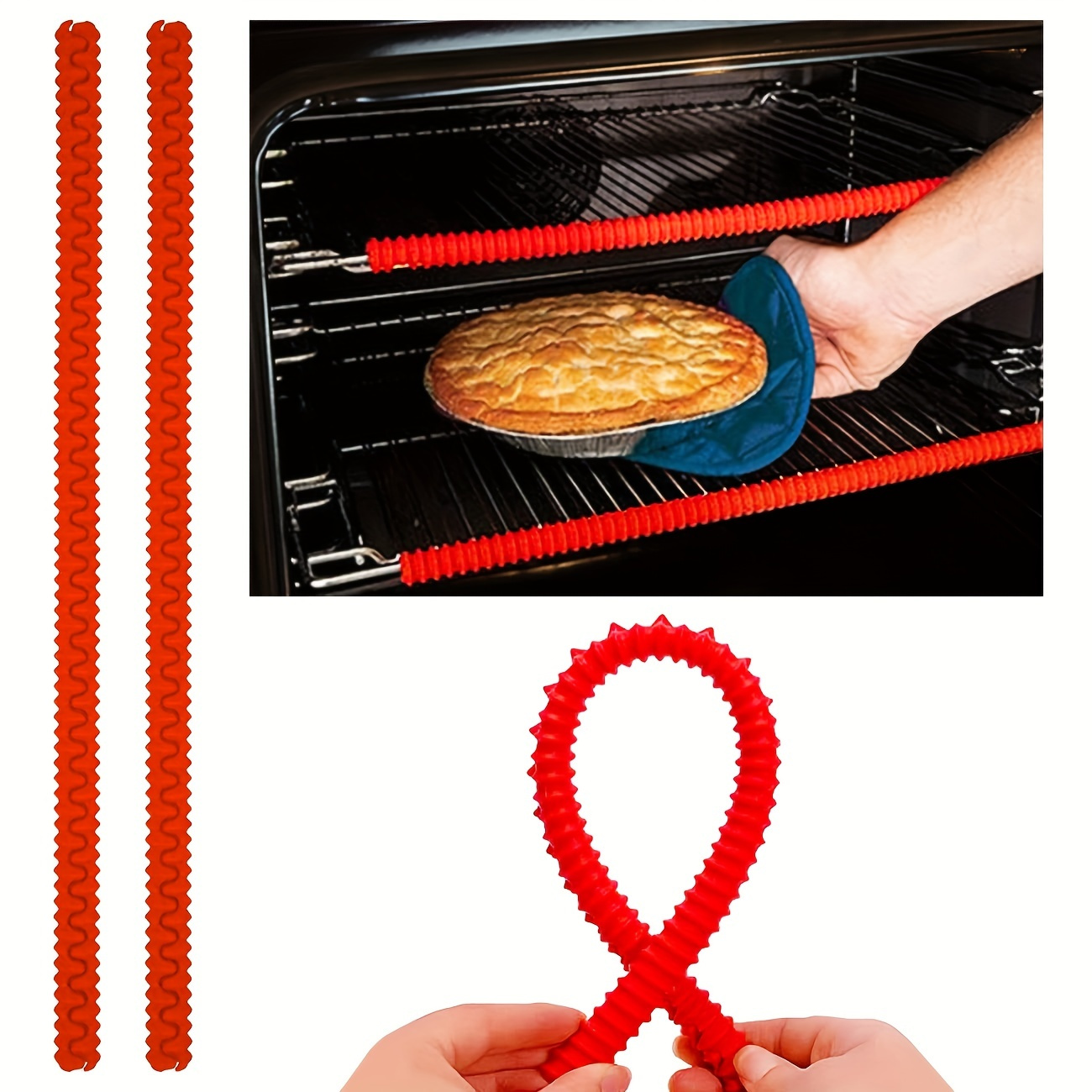 

(2pc) Heat Resistant Oven Rack - 14in Long Silicone Protectors Prevent Burns And Protect Food Grade Oven Racks