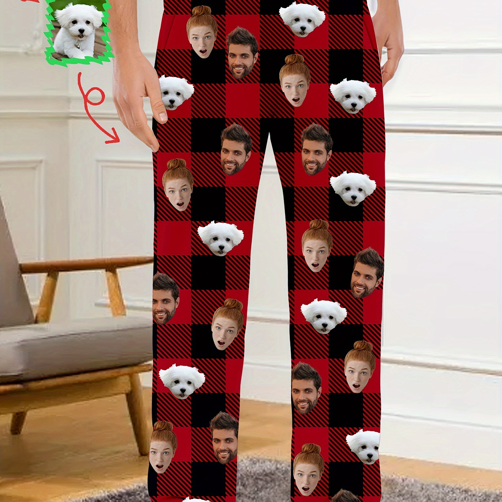 

Custom Men's Pajama Pants - Personalize With Your Photo, Comfy Polyester Sleepwear, Christmas & Parties