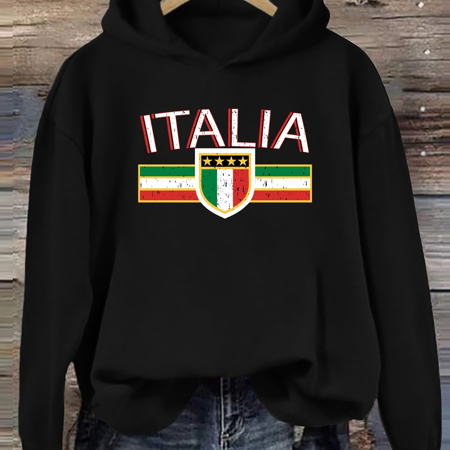 

Italia Print Hoodie, Casual Long Sleeve Hoodies Sweatshirt For Fall & Winter, Women's Clothing