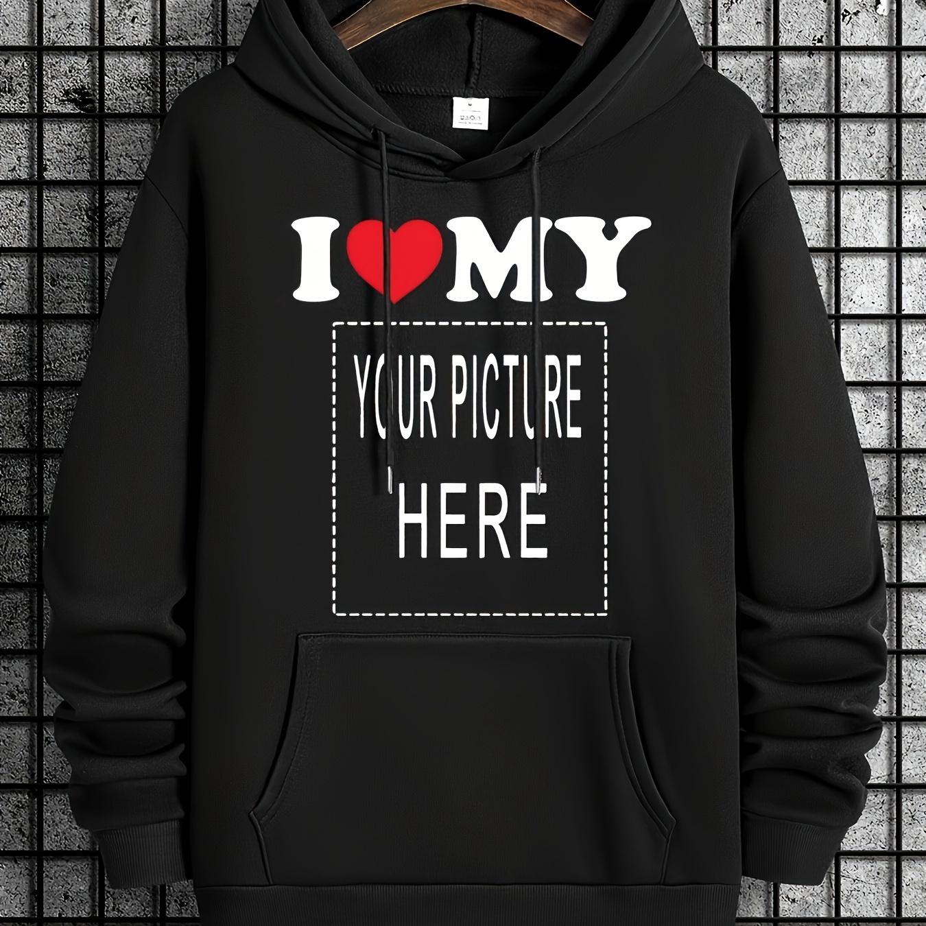 

Customized Letters I Love Xx Print Men's Hooded Pullover Round Neck Long Sleeve Sweatshirt Loose Casual Top For Autumn Winter Men's Clothing As Gifts Leisure Holiday