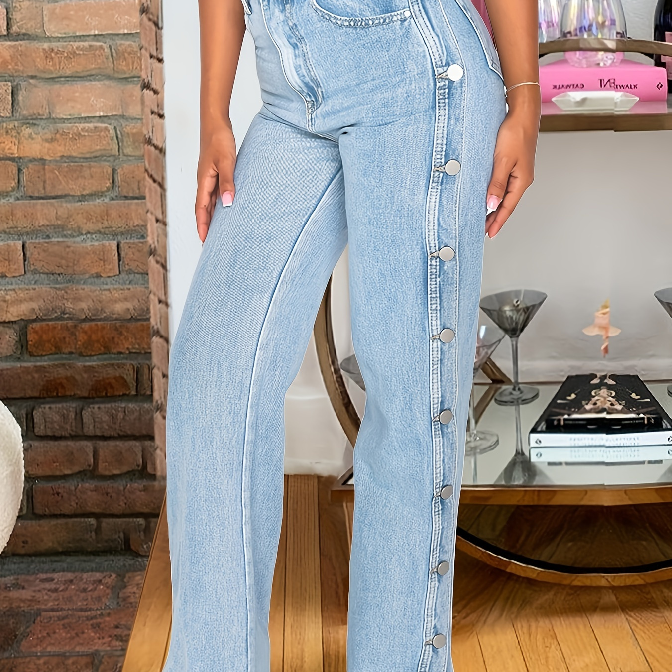 Jeans Rectos Cintura Alta Pantalones Mezclilla - Temu