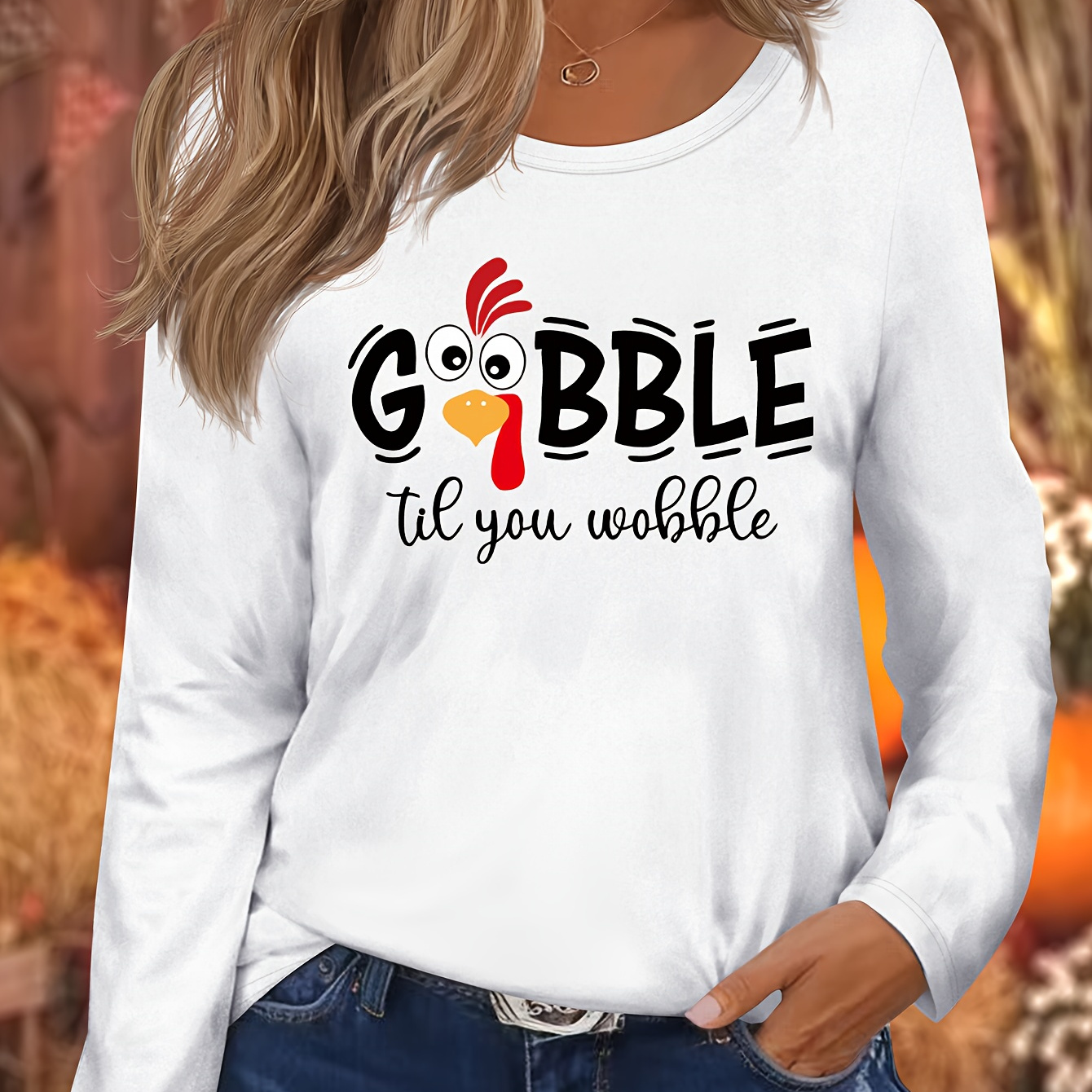 

Women's Long Sleeve T- Turkey - , Polyester , , Non-see-through, For & Fall - /m/l/xl