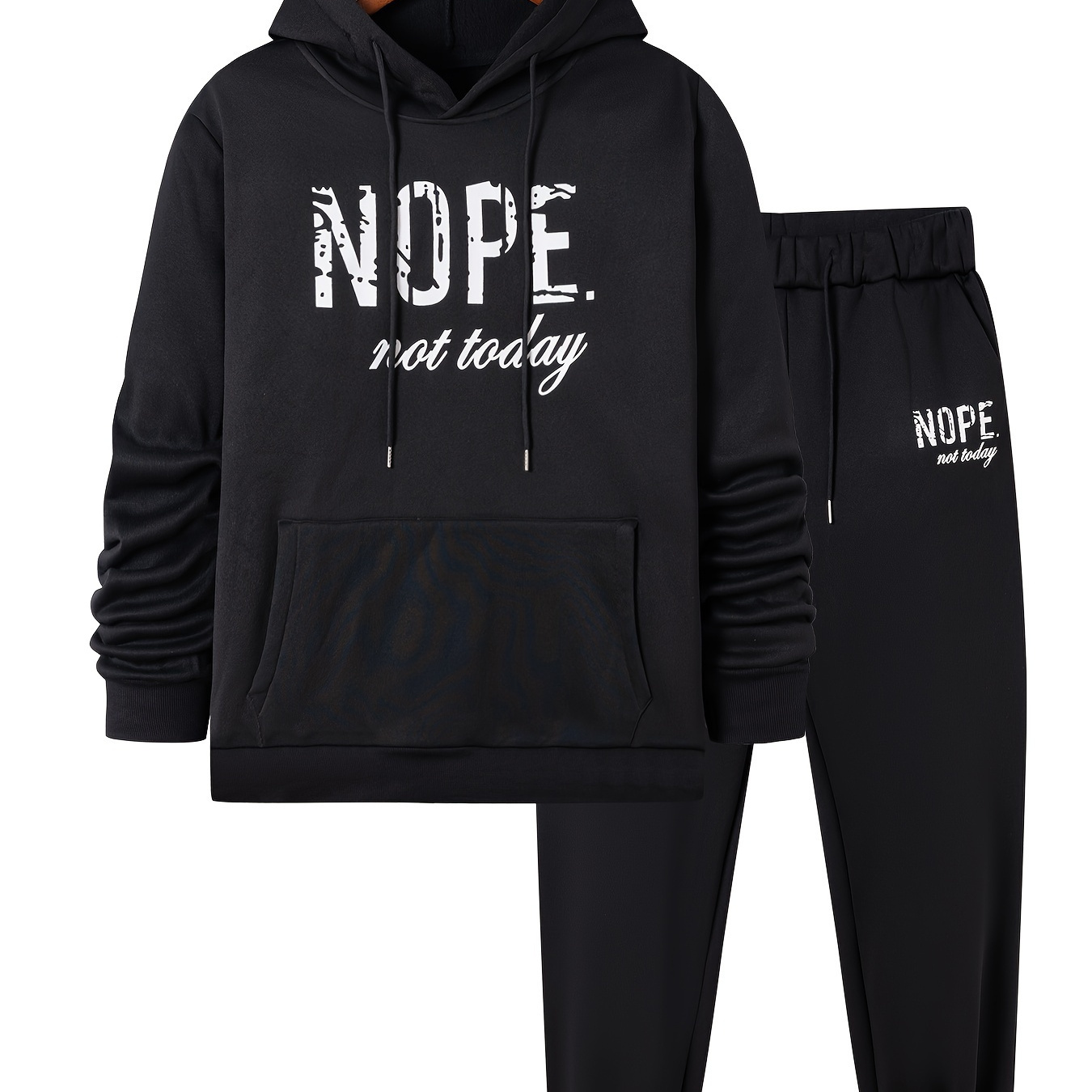 

Nope Print, Men's 2pcs Outfits, Casual Hoodies Long Sleeve Pullover Hooded Sweatshirt And Sweatpants Joggers Set For Spring Fall, Men's Clothing