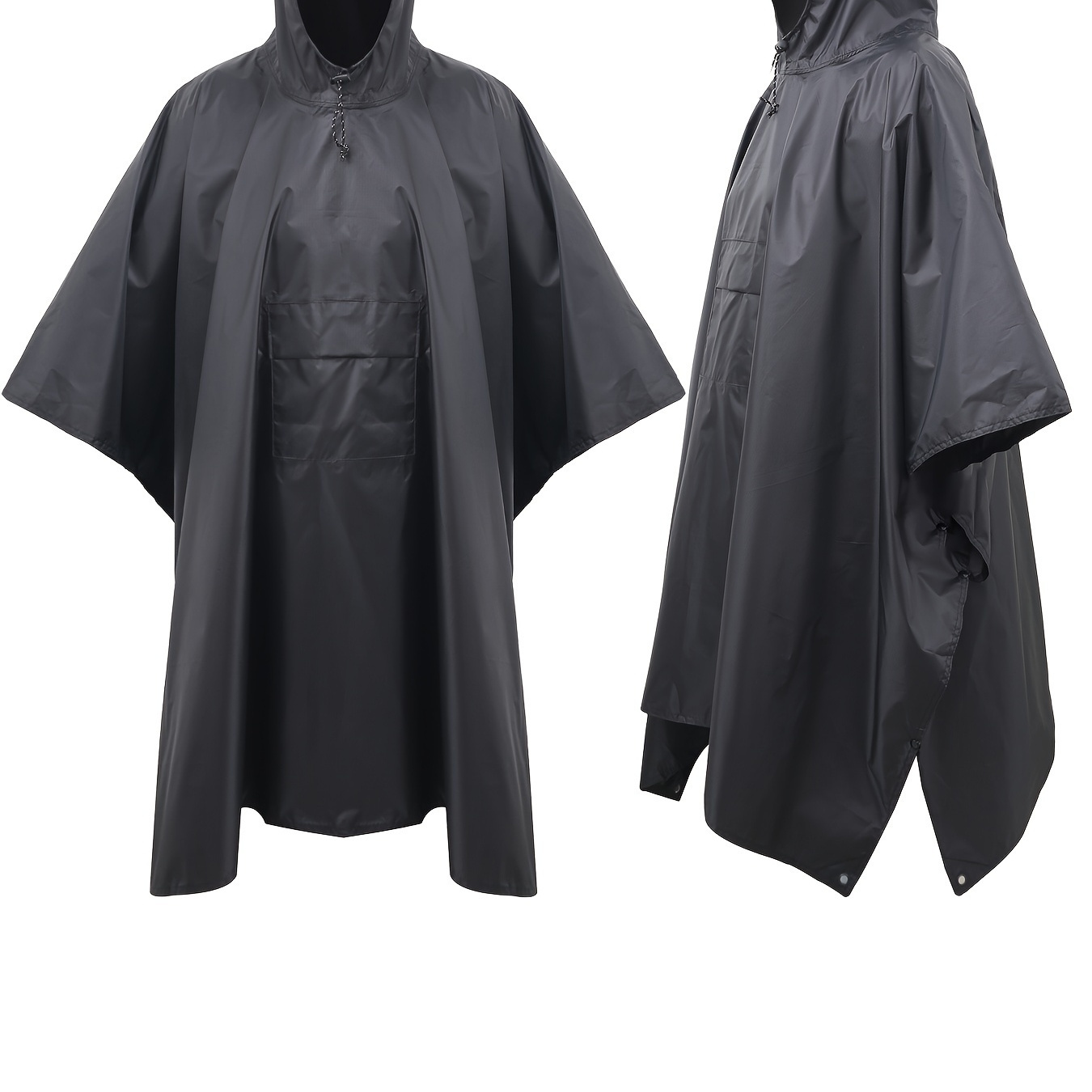 

Hooded Rain Poncho For Adult With Pocket, Waterproof Lightweight Unisex Raincoat For Hiking Camping Emergency