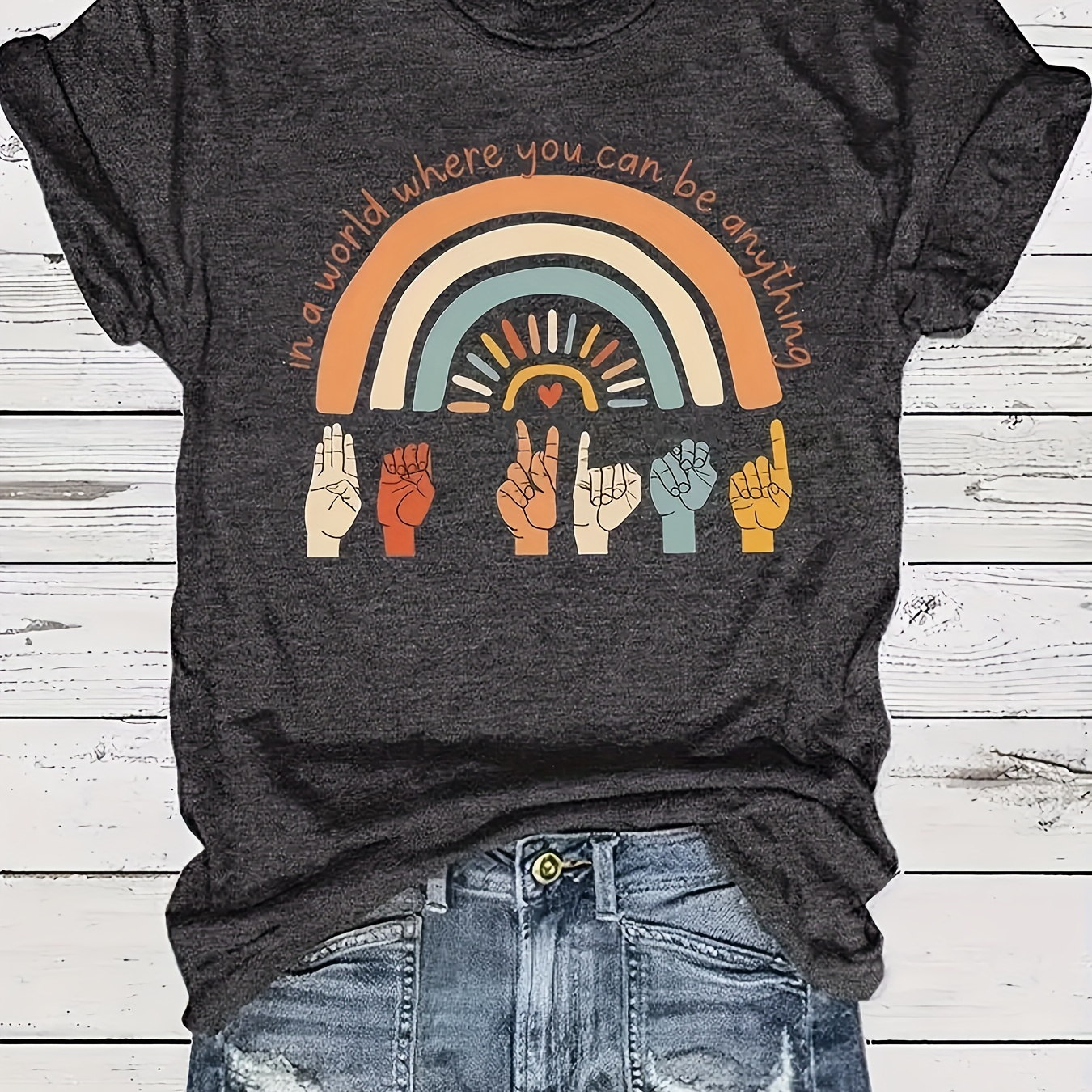 

Fashionable Womens T-shirt - Casual Short Sleeve Crew Neck Top - Lightweight & Breathable For