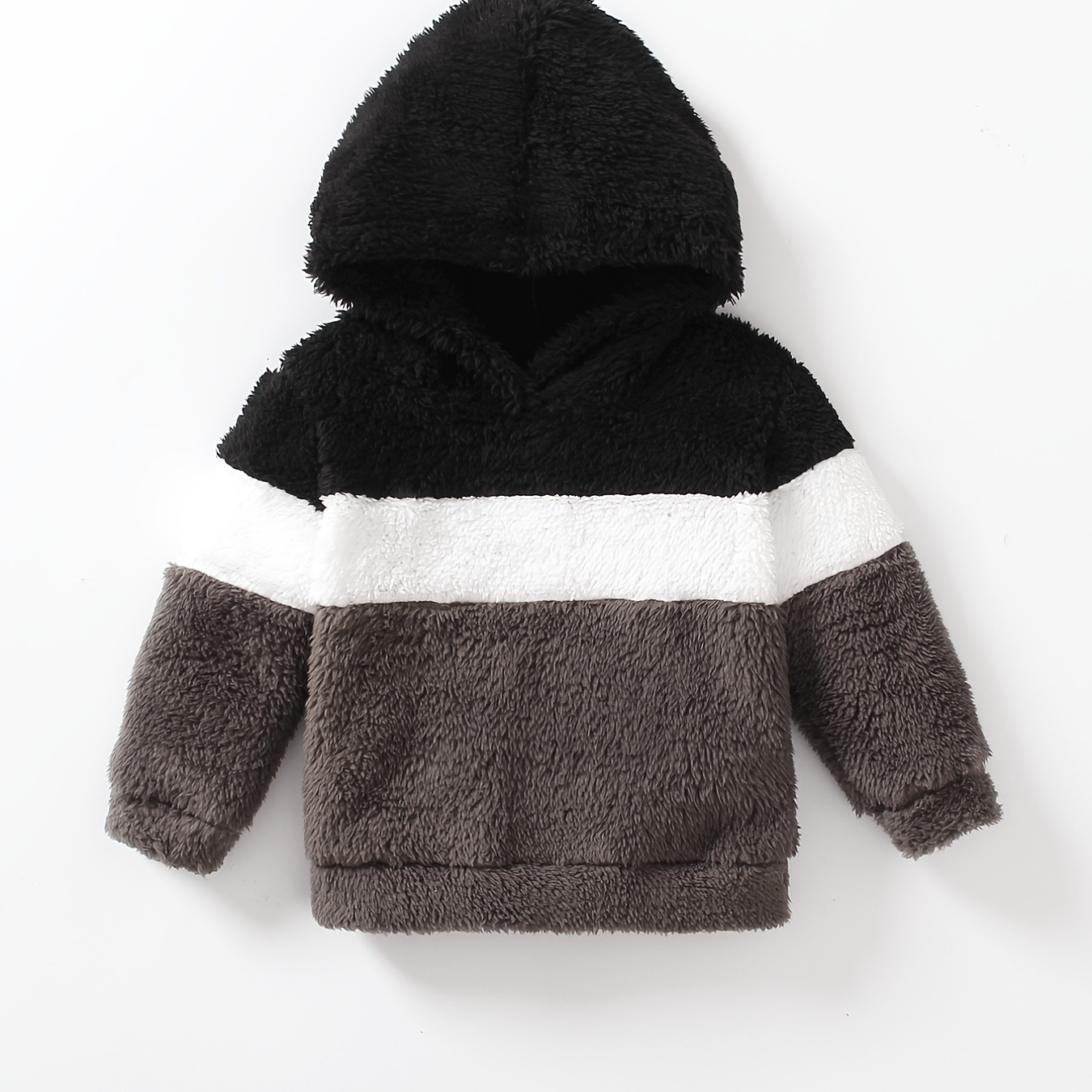 Kids Trendy Color Block Hoodie, Baby Boy's Casual Sport Double-sided Polar Fleece Hooded Long-sleeved Sweatshirt Autumn And Winter Clothes