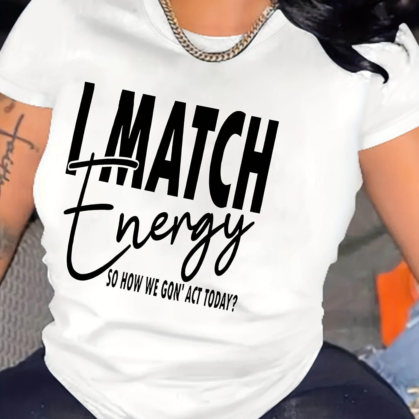 

Letter Print T-shirt, Short Sleeve Crew Neck Casual Top For Summer & Spring, Women's Clothing