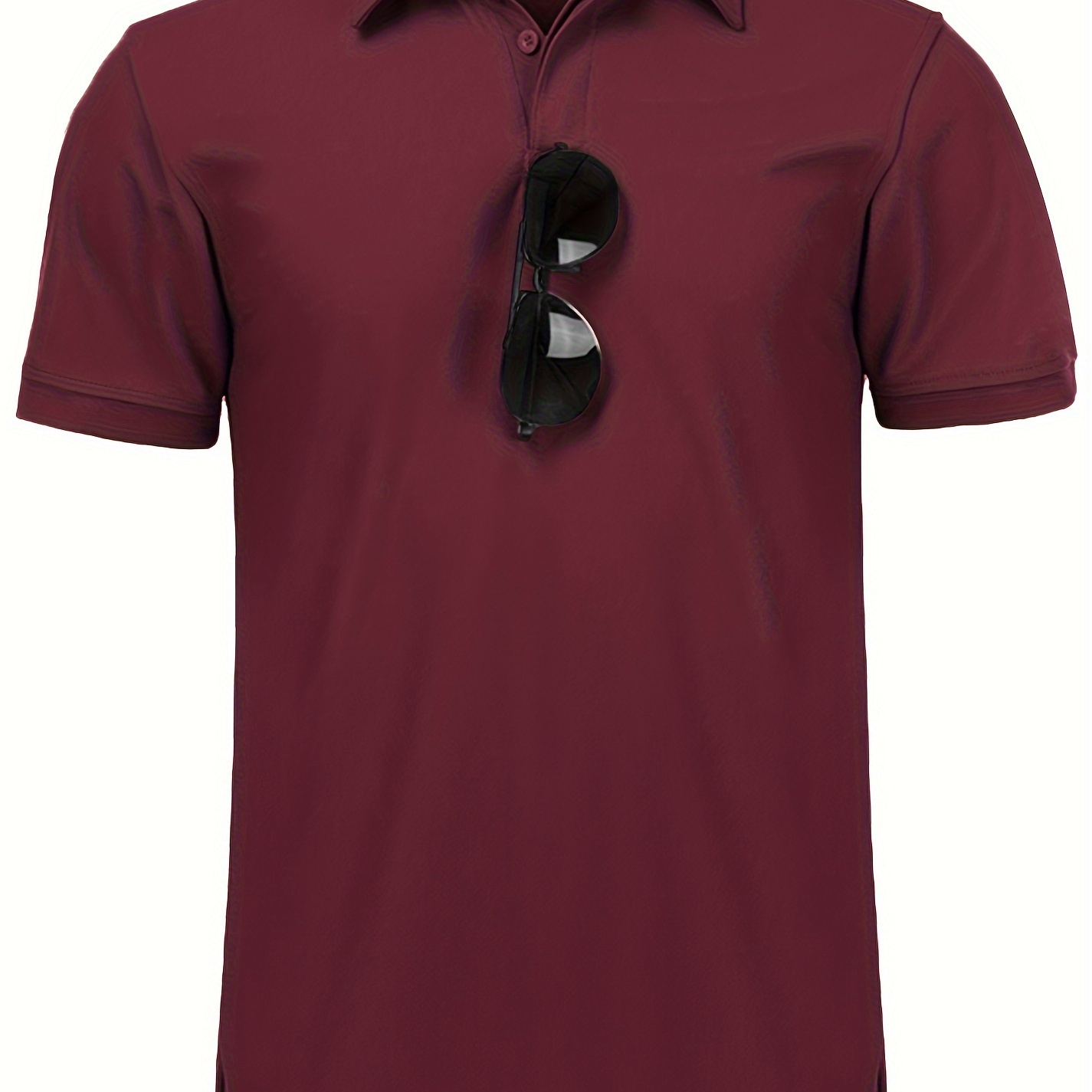 

Men's Short Sleeve Lapel Collar Golf T-shirt In Solid Color, Versatile For Sports, Office And Casual Wear