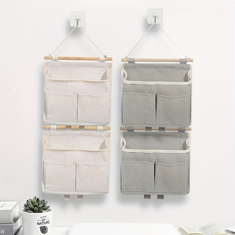 Maximize Your Home Storage with this 1PC Wall-Mounted Ramie Cotton Hanging Bag - Perfect for Kitchen, Toilet, Behind the Door & More!