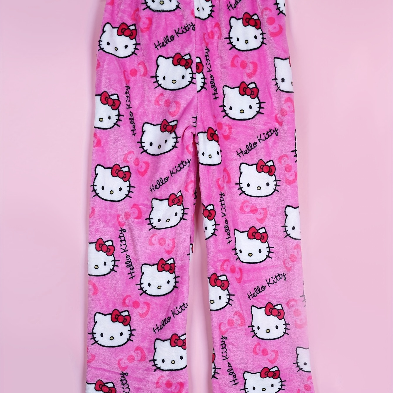 

Authorized Sanrio Flannel Pajamas Kawaii Sanrio Hello Kitty Women's Casual Home Pants, Warm Cartoon Animation, Autumn Fashion Gift