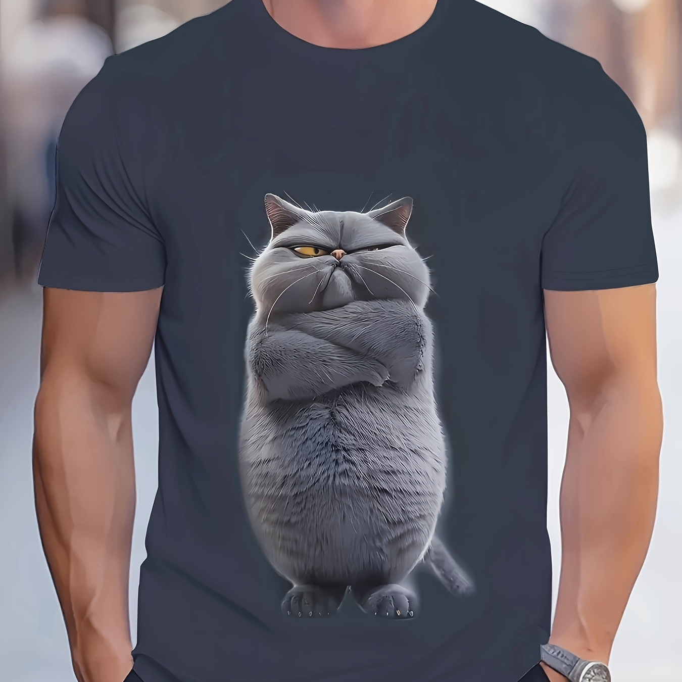 

Men's Graphic Short Sleeve Crew Neck T-shirt For Summer, Casual Trendy Tee As Gift