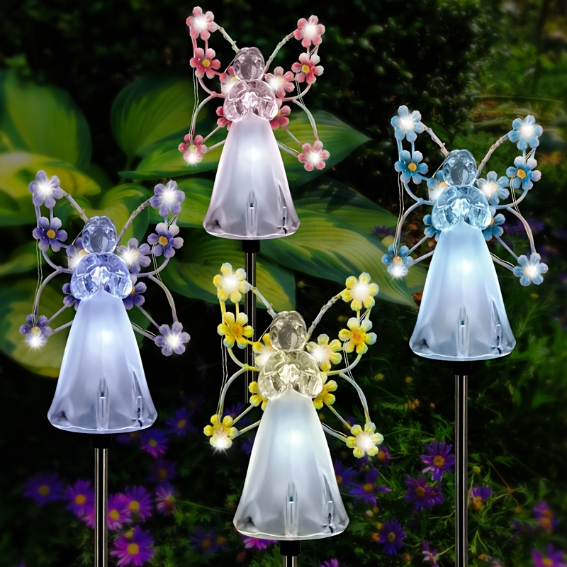 1pc Solar Angel Garden Light With Stake, Waterproof Fairy Landscape Light For Cemetery Lawn Yard Decor