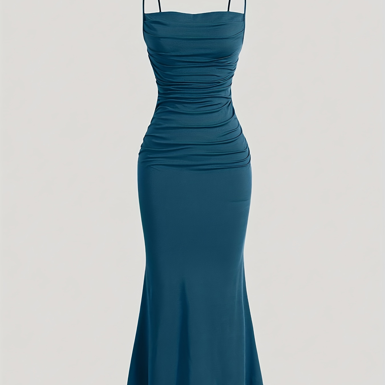 

Ruched Spaghetti Strap Dress, Elegant Sleeveless Cami Dress For Spring & Summer, Women's Clothing