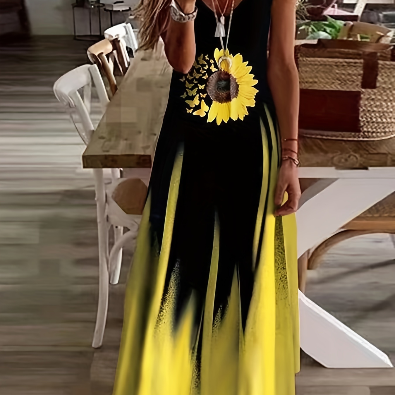 

Floral Print Spaghetti Dress, Elegant V Neck Sleeveless Cami Dress, Women's Clothing