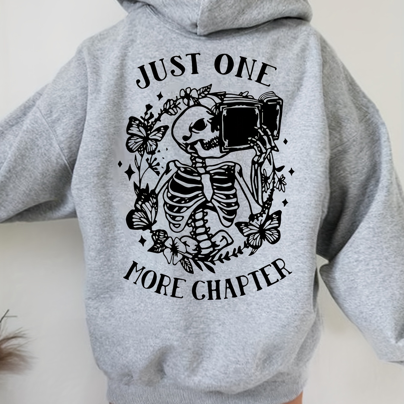 

Women's Plus Size Casual Hoodie With Skeleton Print - Cozy Polyester, Machine Washable, Drawstring & Kangaroo Pocket