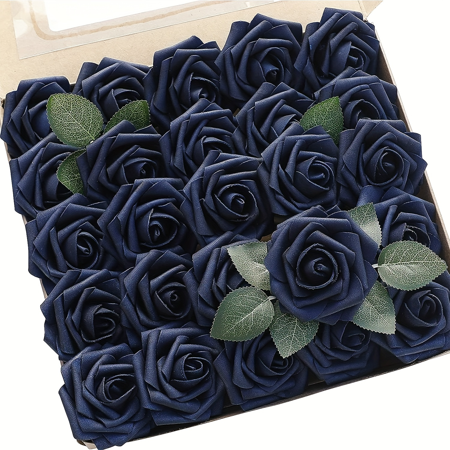 25pcs, Artificial Roses Flowers, Navy Blue Roses, DIY Wedding Bouquets, Boutonnieres Centerpieces, Bridal Shower Party Home Decorations, Yard Decoration, Yard Supplies, Party Decor, Holiday Supplies, Holiday Arrangement, Garden Decor